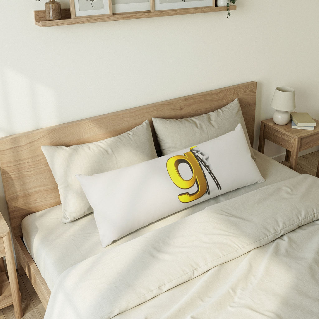 Gold Letter g with Ladder Body Pillow | Typographic Decorative Pillow
