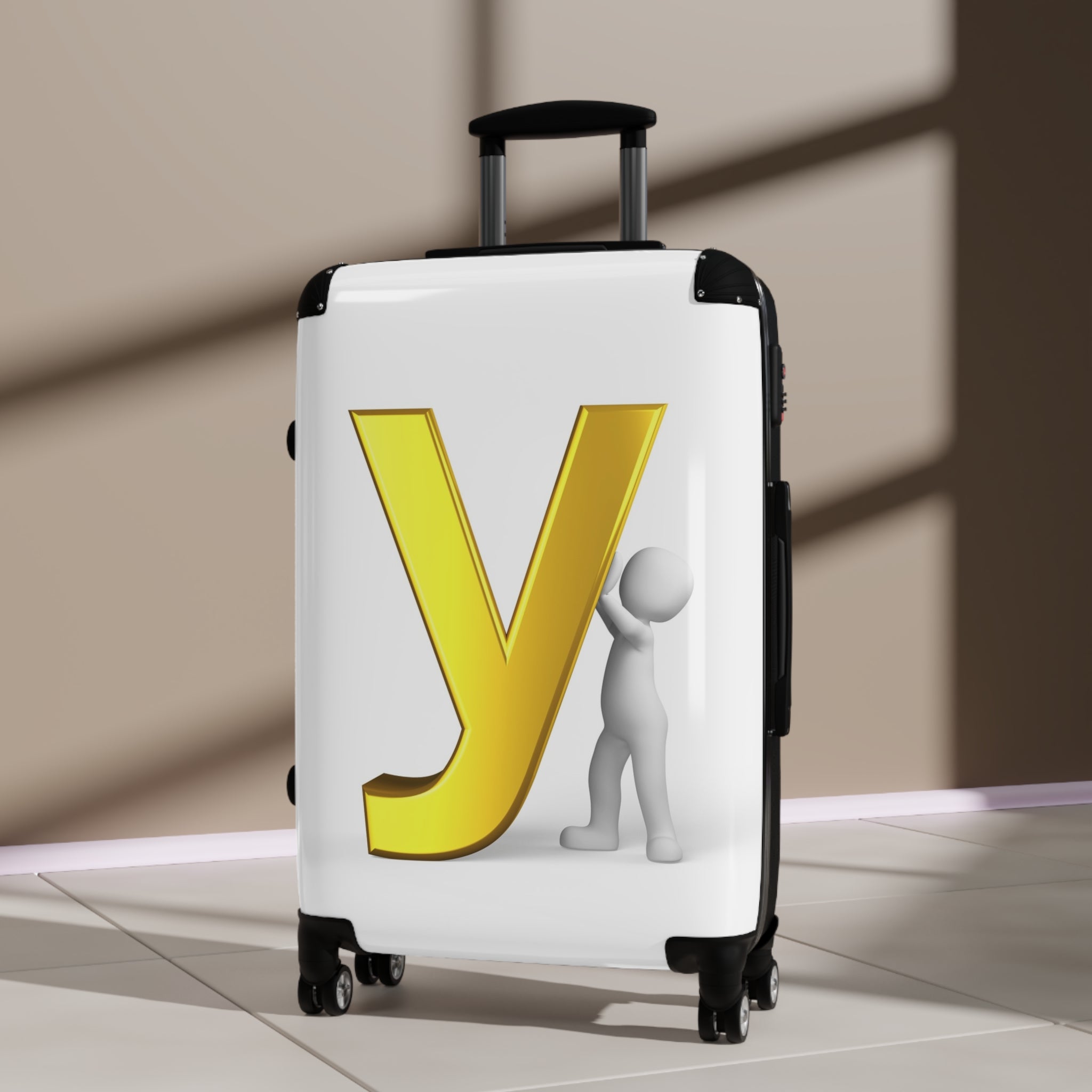 Yellow Letter Y Suitcase | Monogram Luggage with 3D Figure