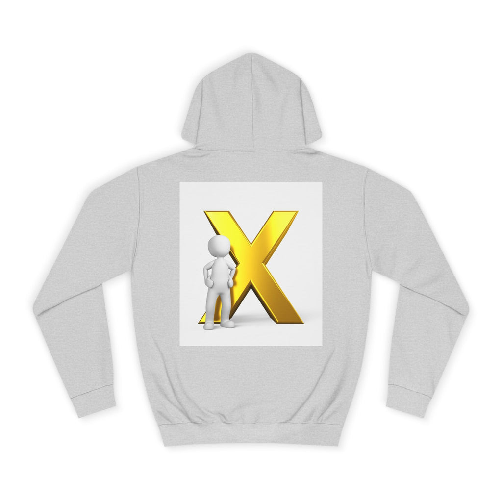 Golden Letter X Graphic Hoodie | 3D Stick Figure Initial X Sweatshirt