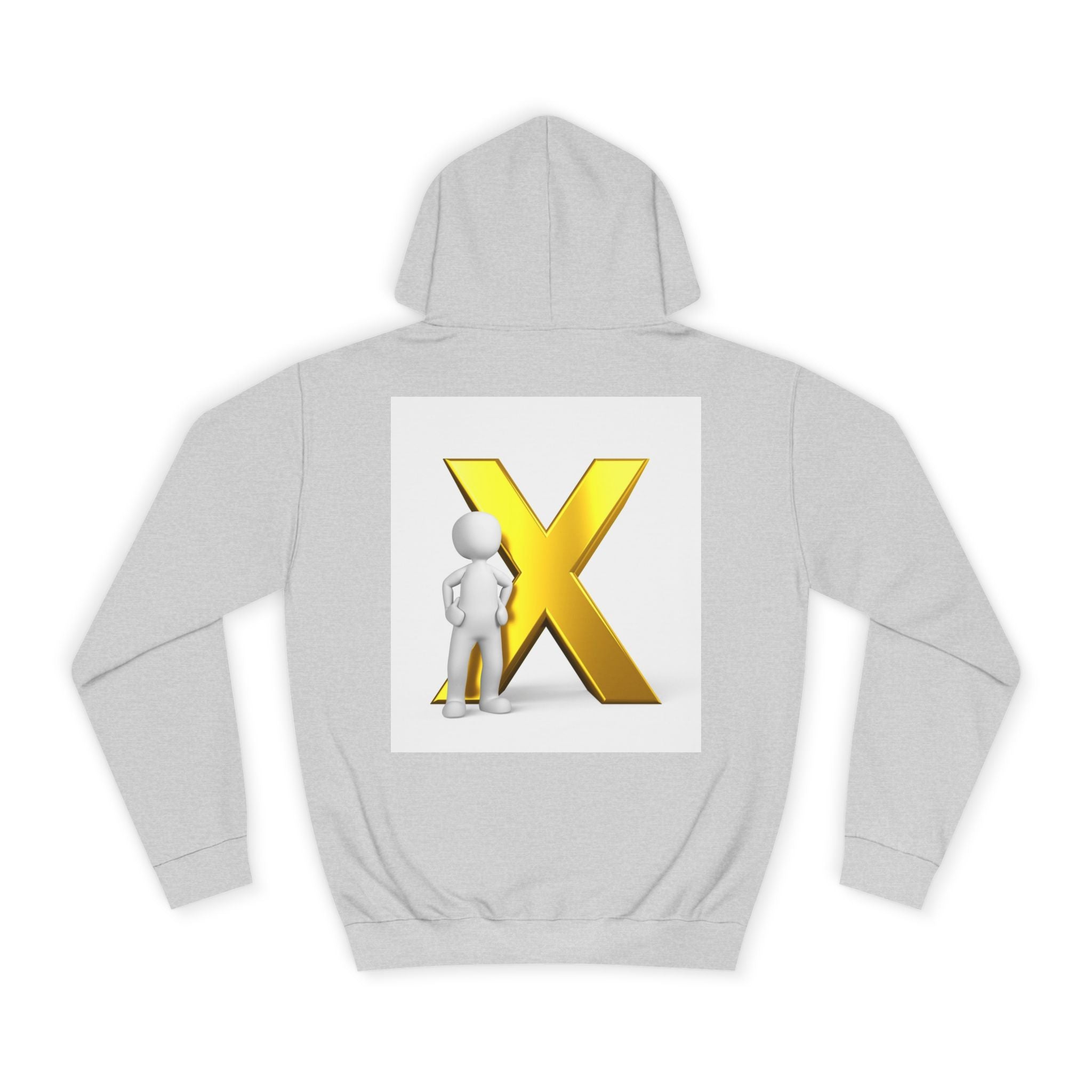 Golden Letter X Graphic Hoodie | 3D Stick Figure Initial X Sweatshirt