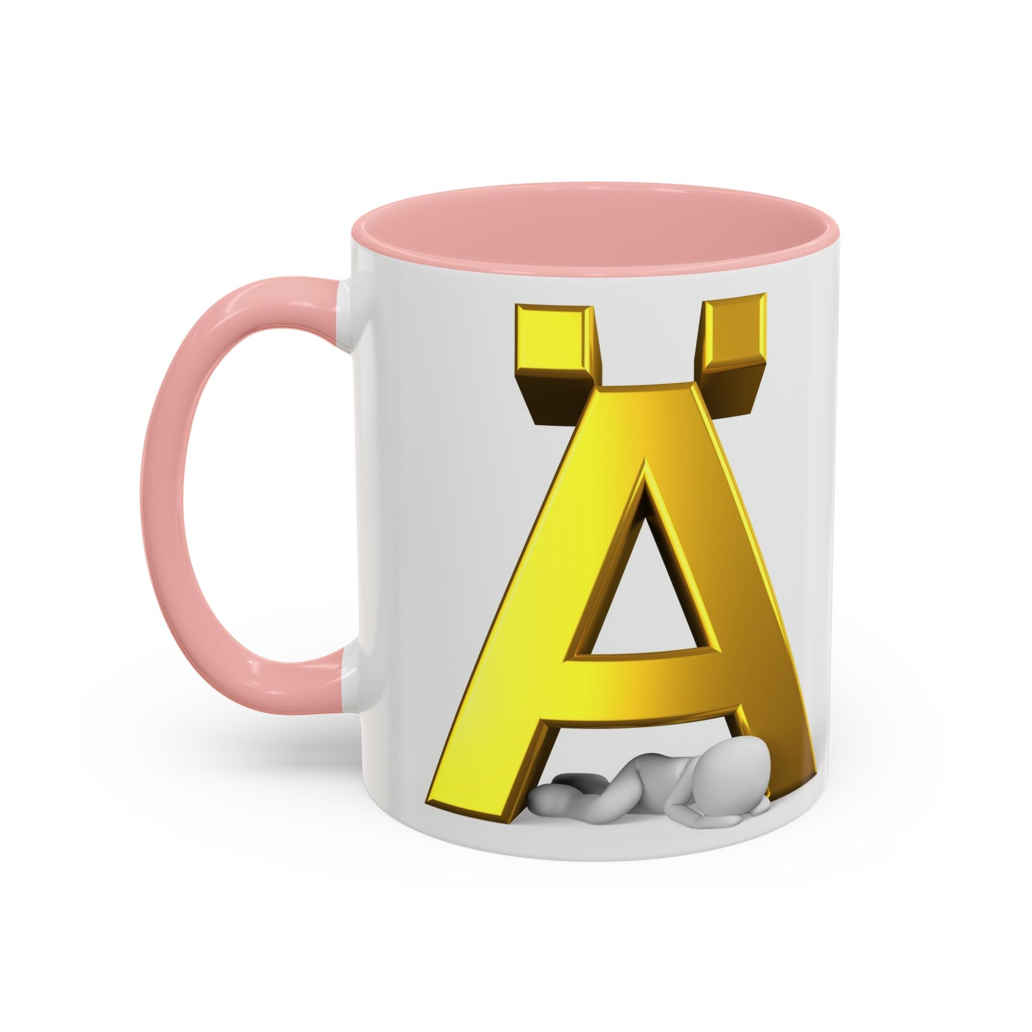 Gold 3D Letter Ä Accent Coffee Mug 11oz 15oz | Monogram Initial Ceramic Mug