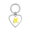 Yellow Letter K Heart Keychain | Initial Keyring