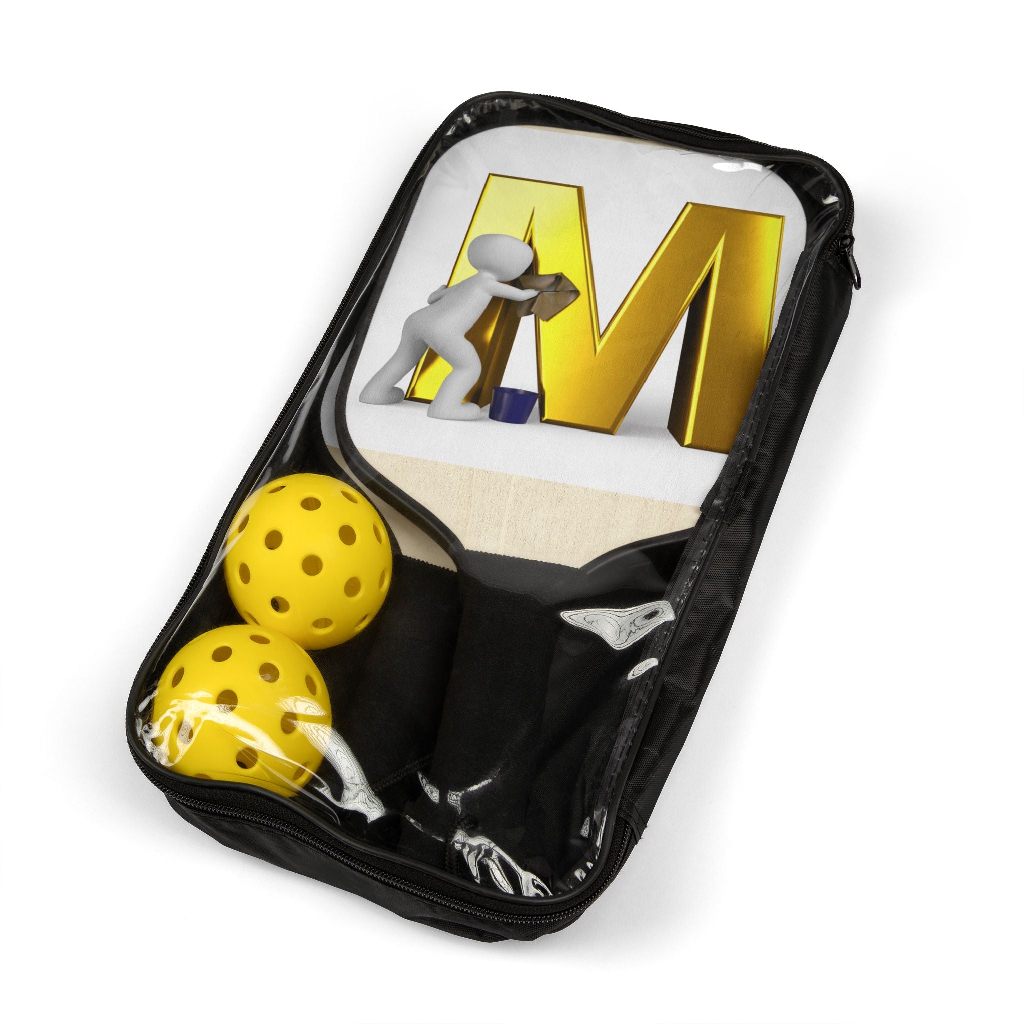 Gold Letter M Design Pickleball Paddle Set | Pickleball Kit