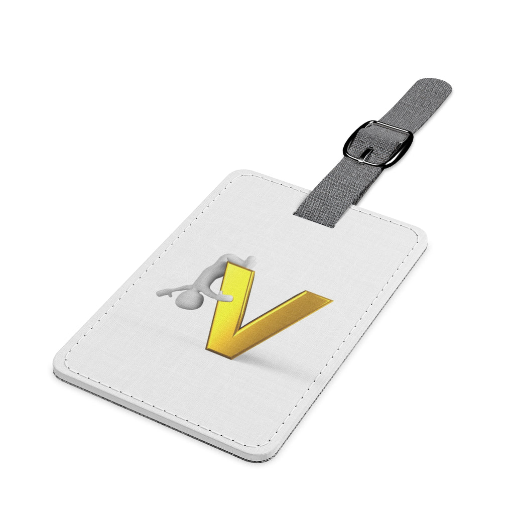 Gold V Letter Logo Luggage Tag | Saffiano Polyester Rectangle