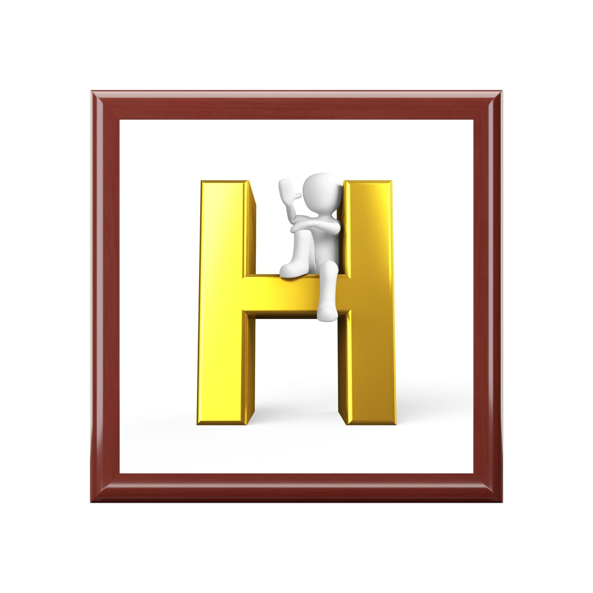 Boîte à bijoux monogramme lettre H or | Boîte souvenir initiale H
