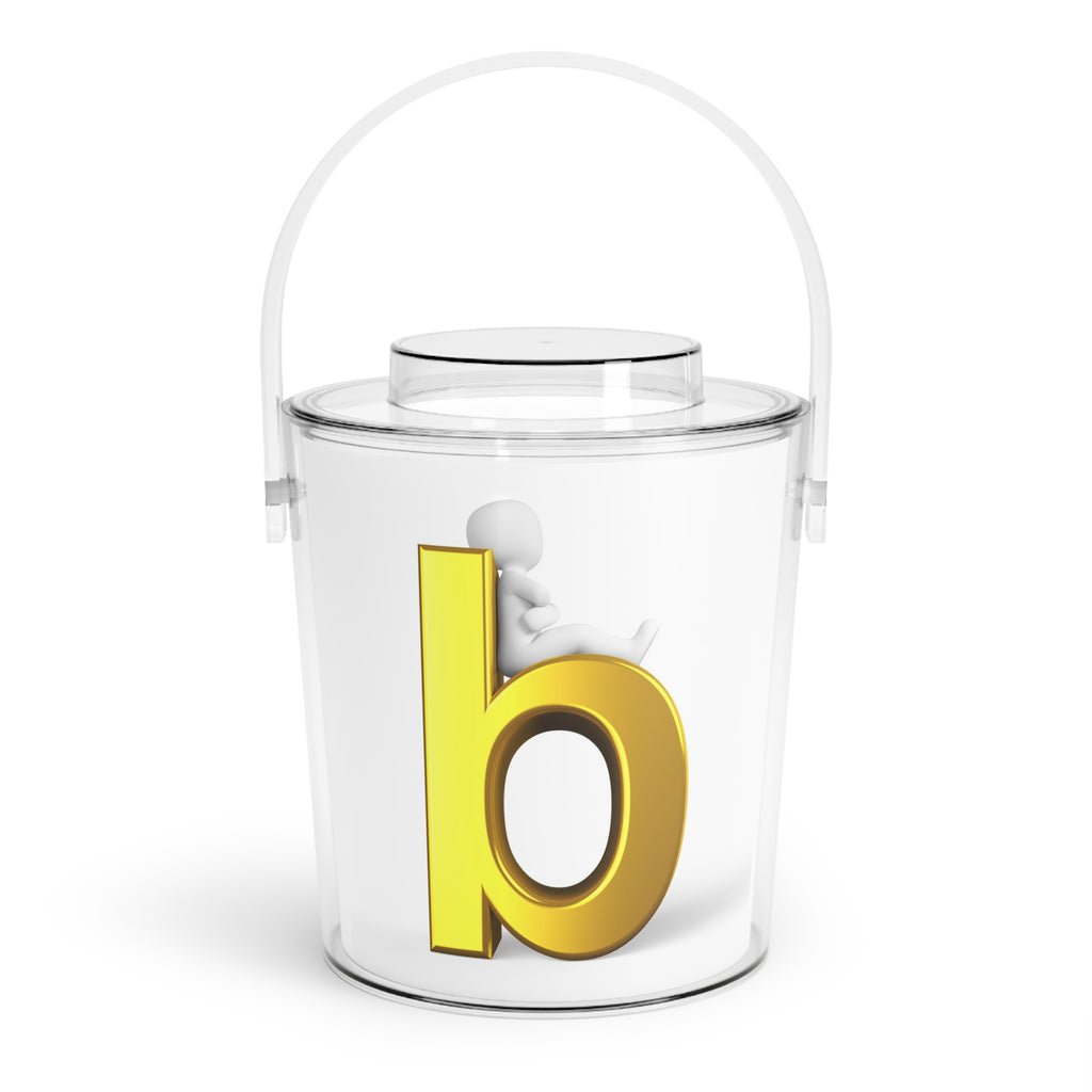Gold Letter B Ice Bucket with Tongs | Monogram Bar Cooler