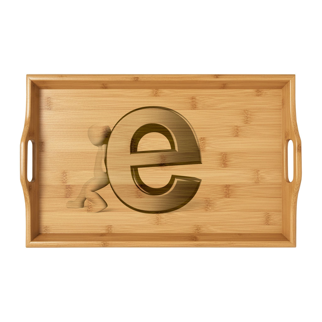 Engraved Monogram Letter E Serving Tray | Bamboo Engraving