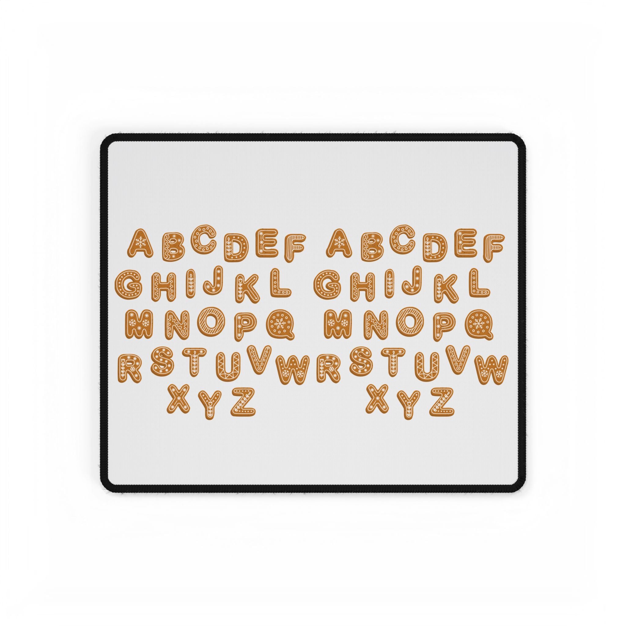 Gingerbread Cookie Alphabet Desk Mat | Cute Baking Letters Mouse Pad