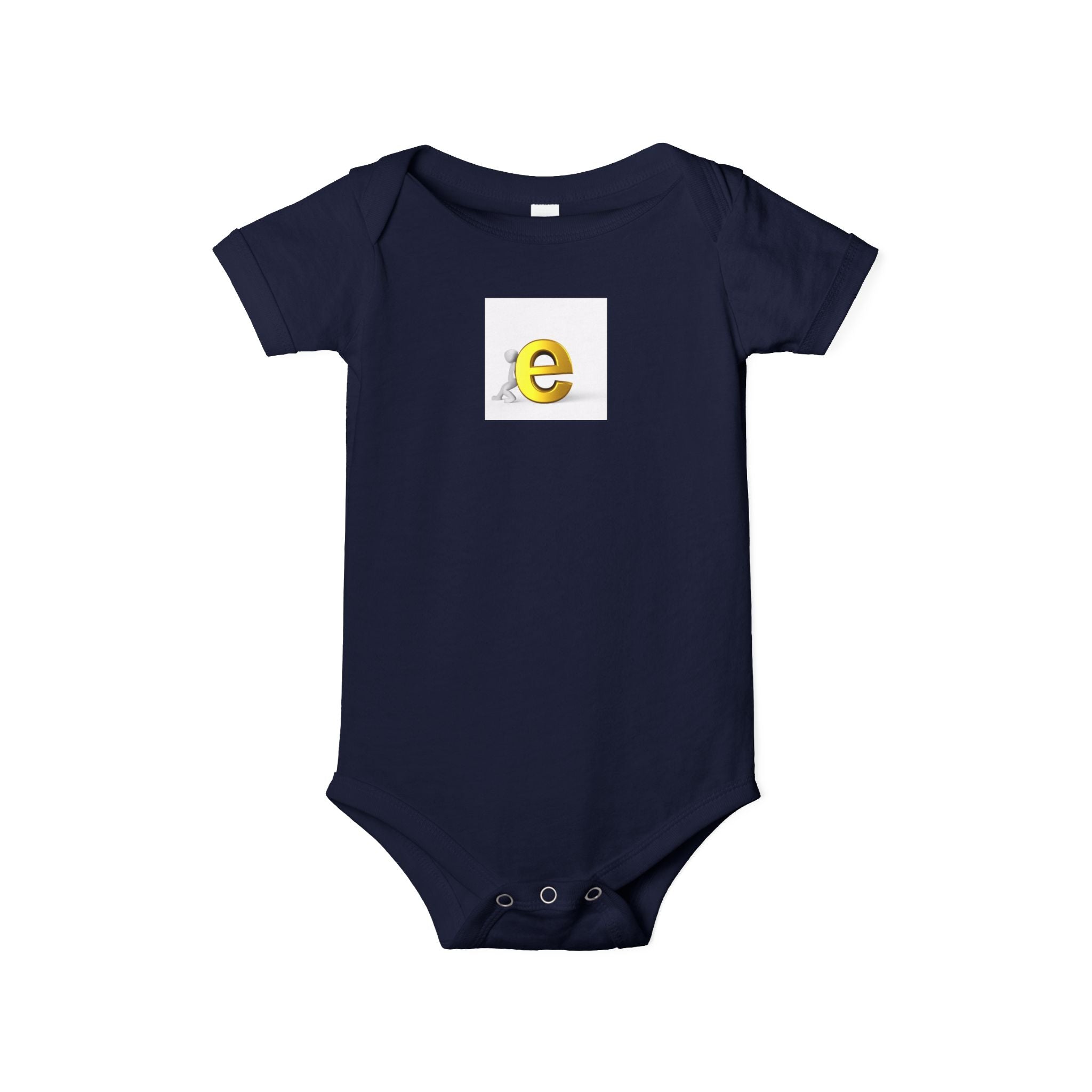 Body bébé jaune avec e minuscule | Combinaison une pièce en jersey pour bébé