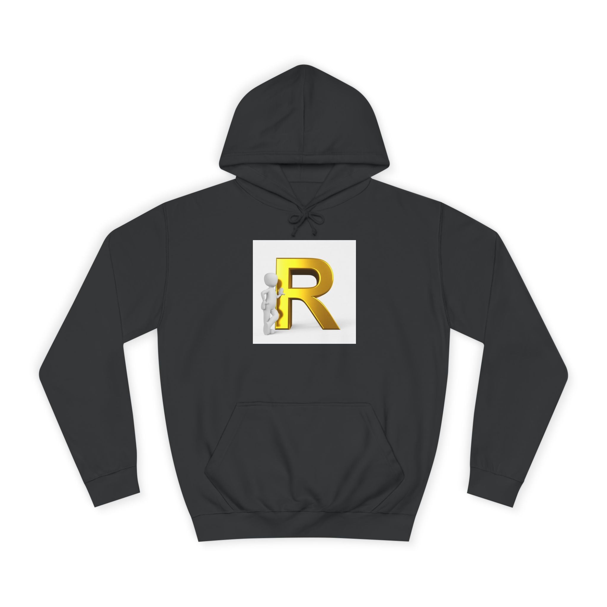 Gold Letter R Hoodie | 3D Character Leaning on R