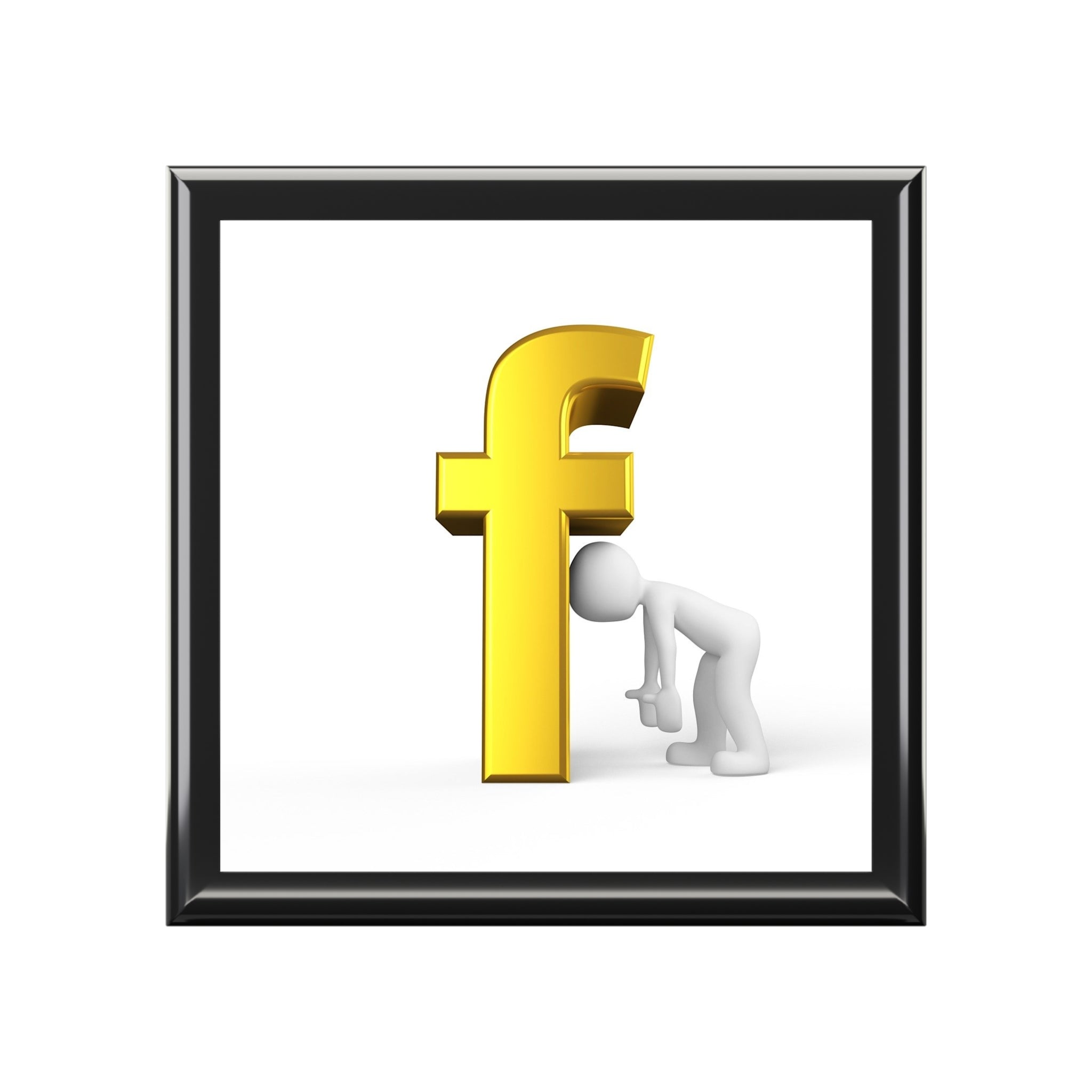 Gold Letter F Illustration Jewelry Box | Monogram Keepsake Box