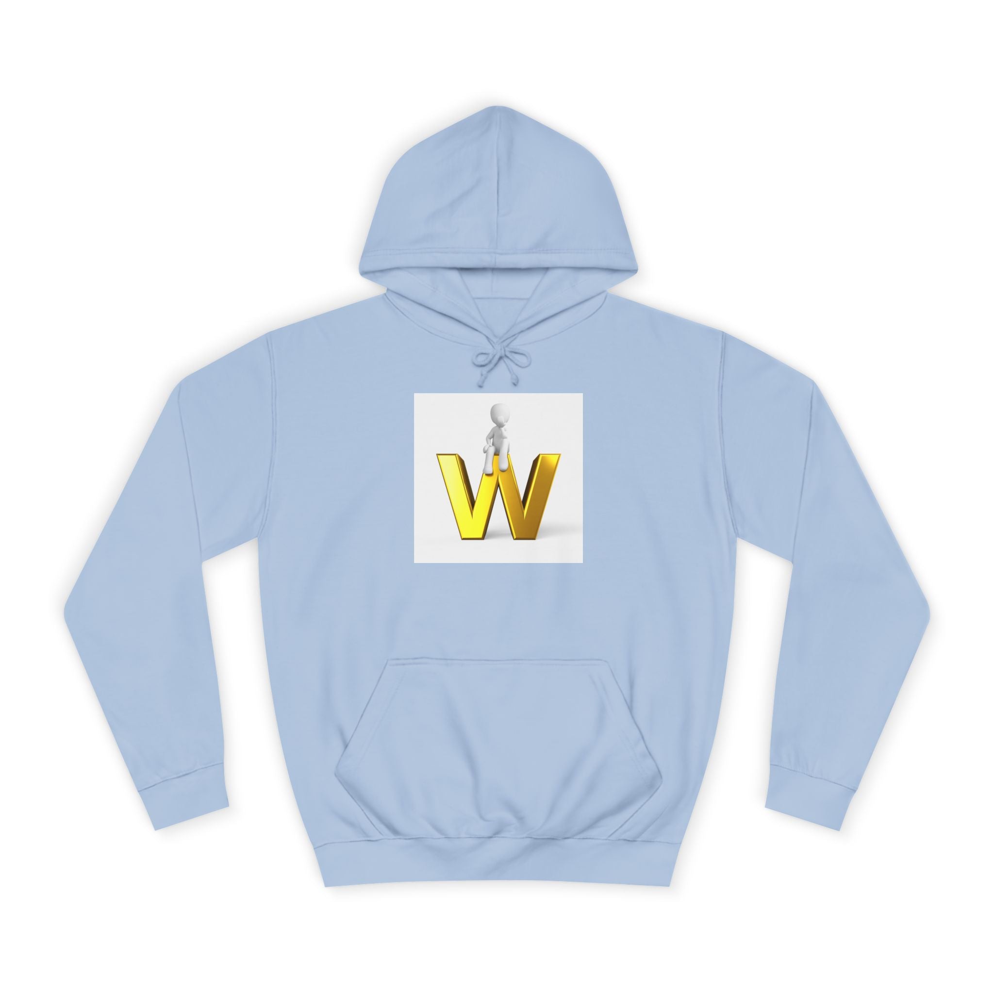Sweat à capuche lettre W dorée 3D avec figurine assise | Sweat-shirt initiale W