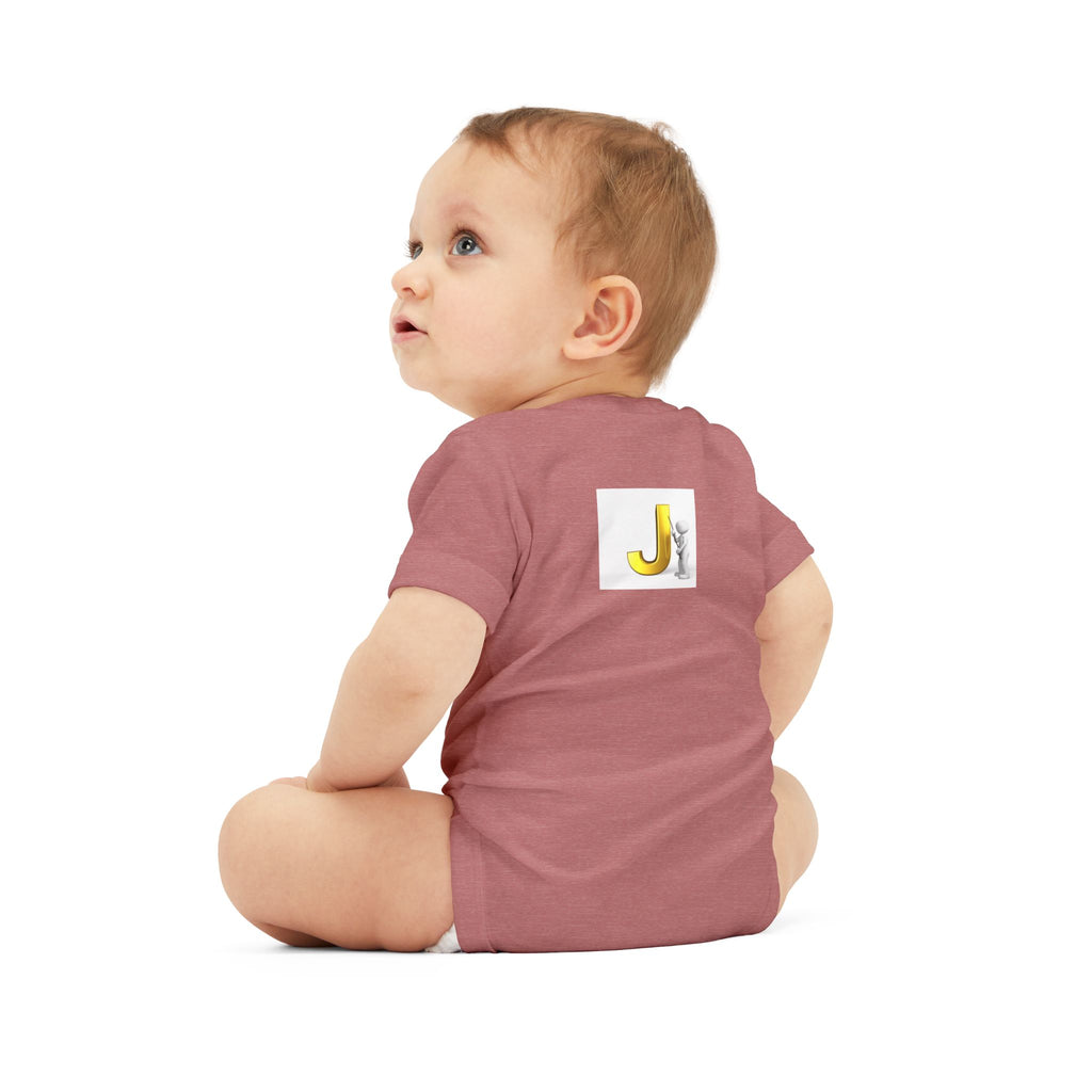 Yellow Letter J with Baby Sloth Infant Onesie | Baby Bodysuit