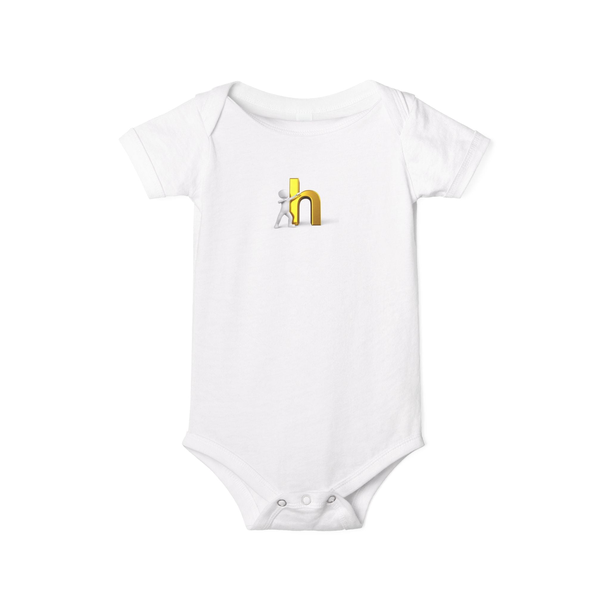 Grenouillère bébé jaune avec lettre H en 3D | Body bébé