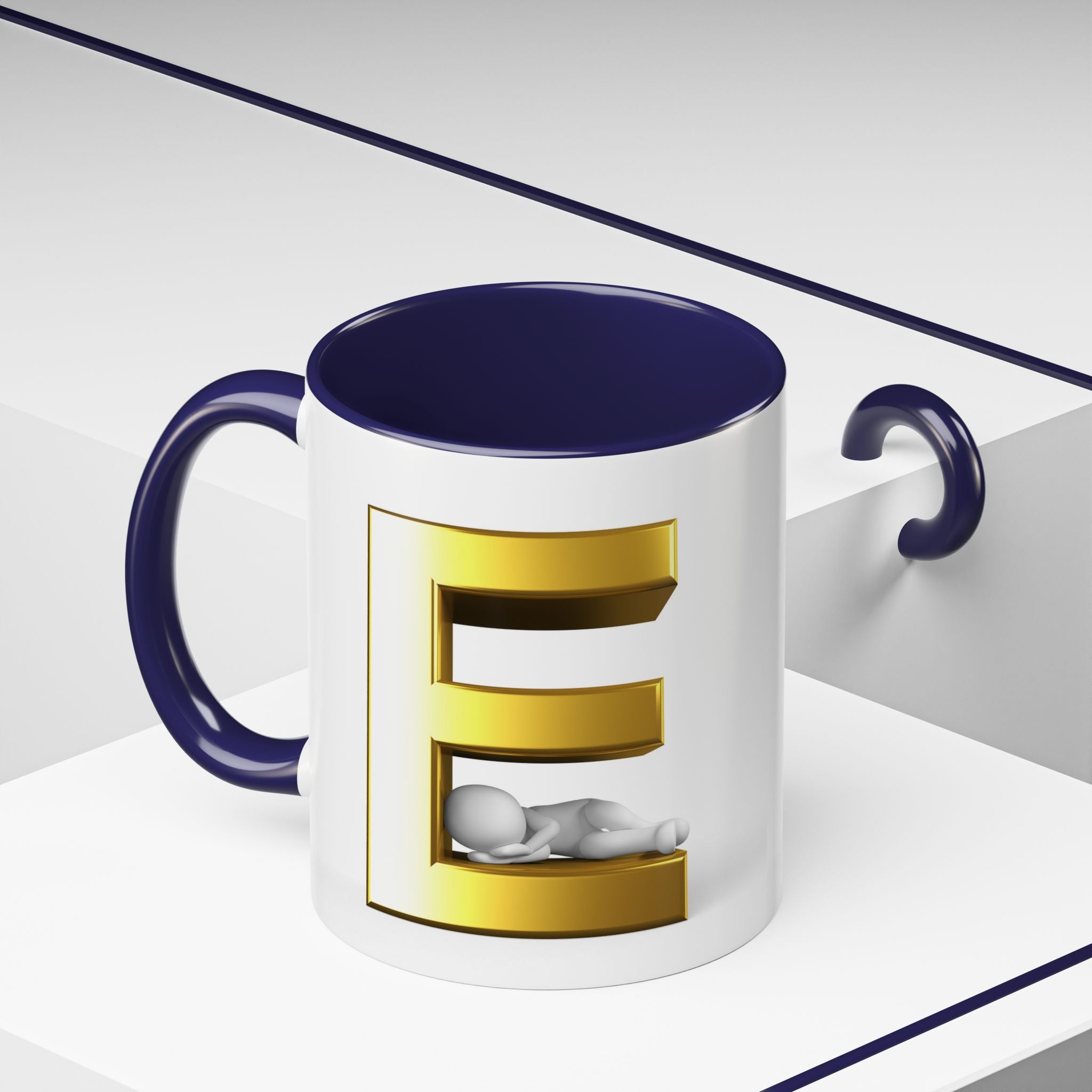 Gold 3D Buchstaben E Tasse | Akzent-Kaffeetasse