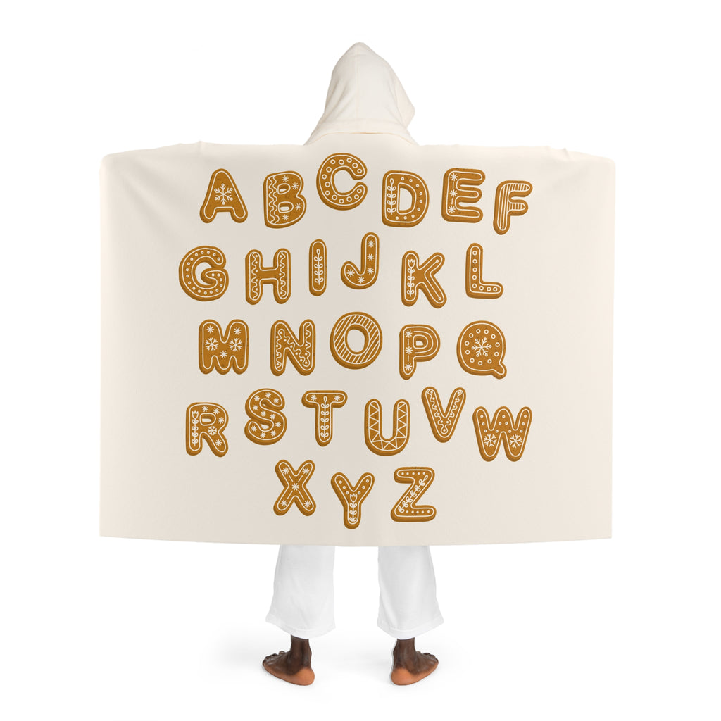 Gingerbread Cookie Pattern Hooded Blanket | Sherpa Fleece Hooded Blanket