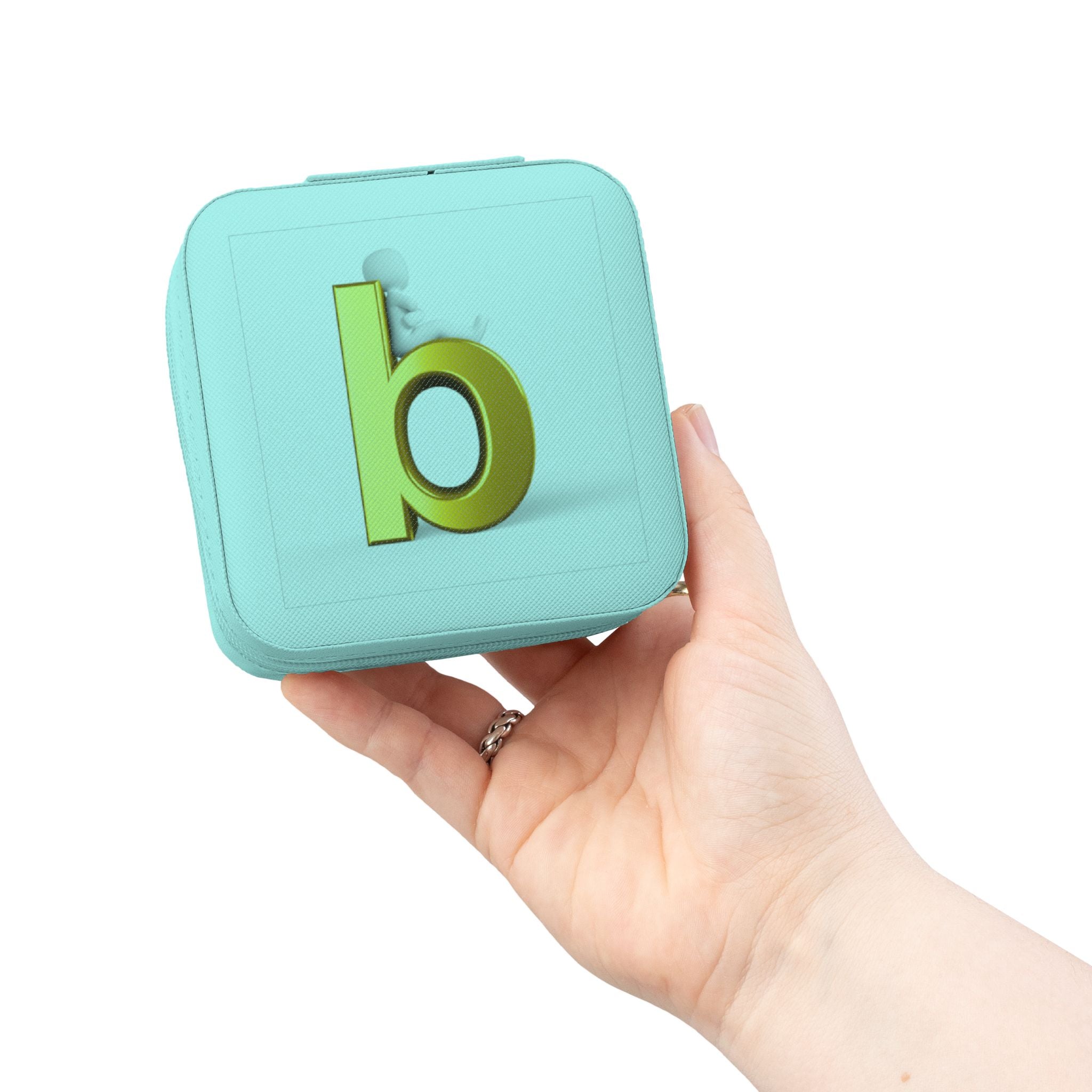 Étui de voyage à bijoux lettre B dorée | Organisateur compact personnalisé pour bagues et boucles d'oreilles