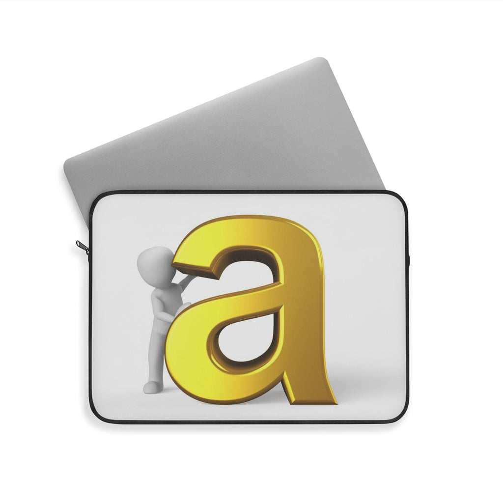 Gold Letter A Graphic Laptop Sleeve | Initial Monogram Alphabet