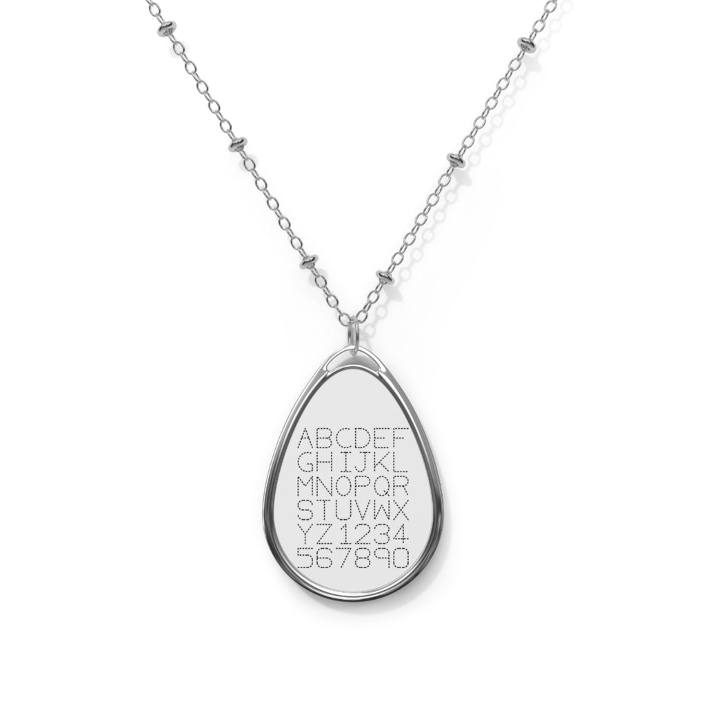 Personalized Oval Necklace — Engraved Initials & Numbers Teardrop Pendant