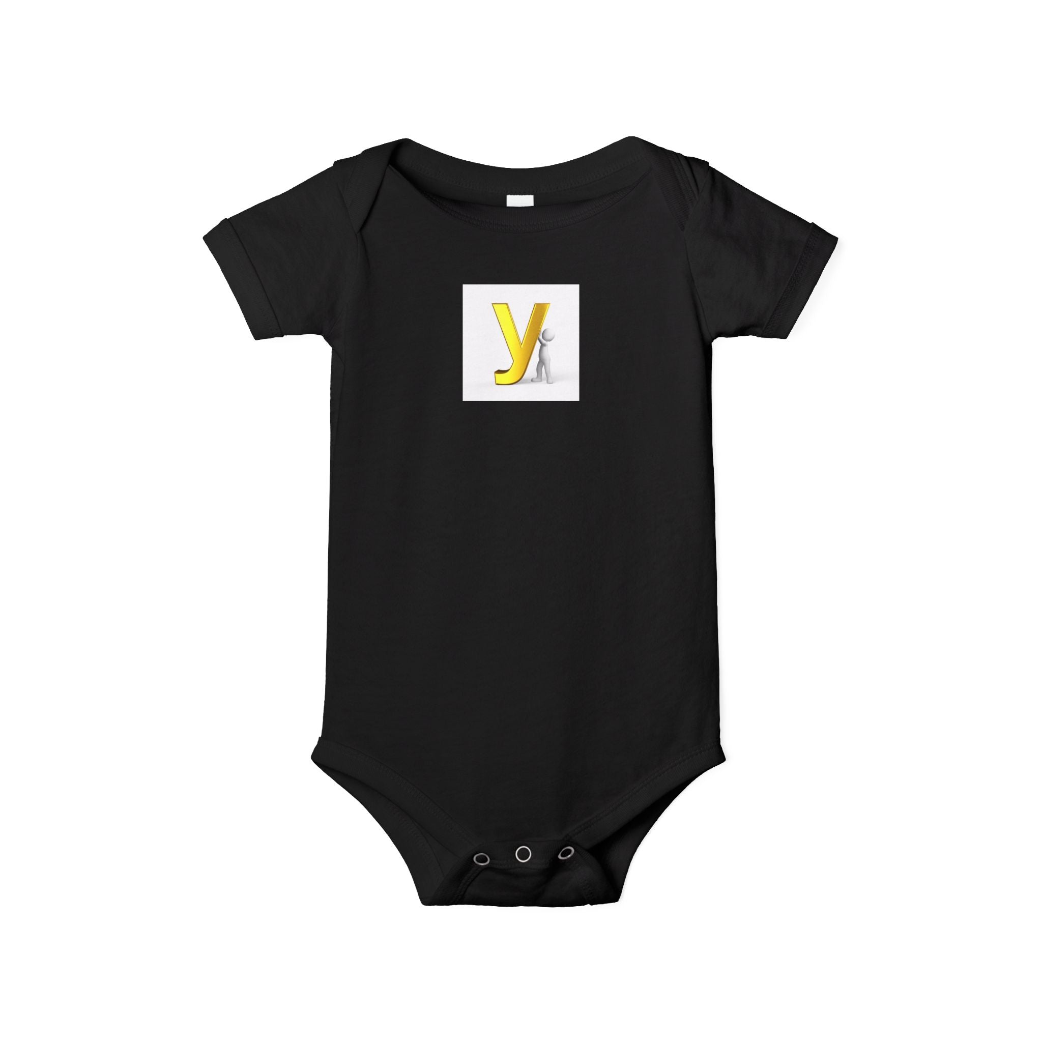 Cache-couche à initiales lettre Y jaune | Grenouillère en jersey pour bébé