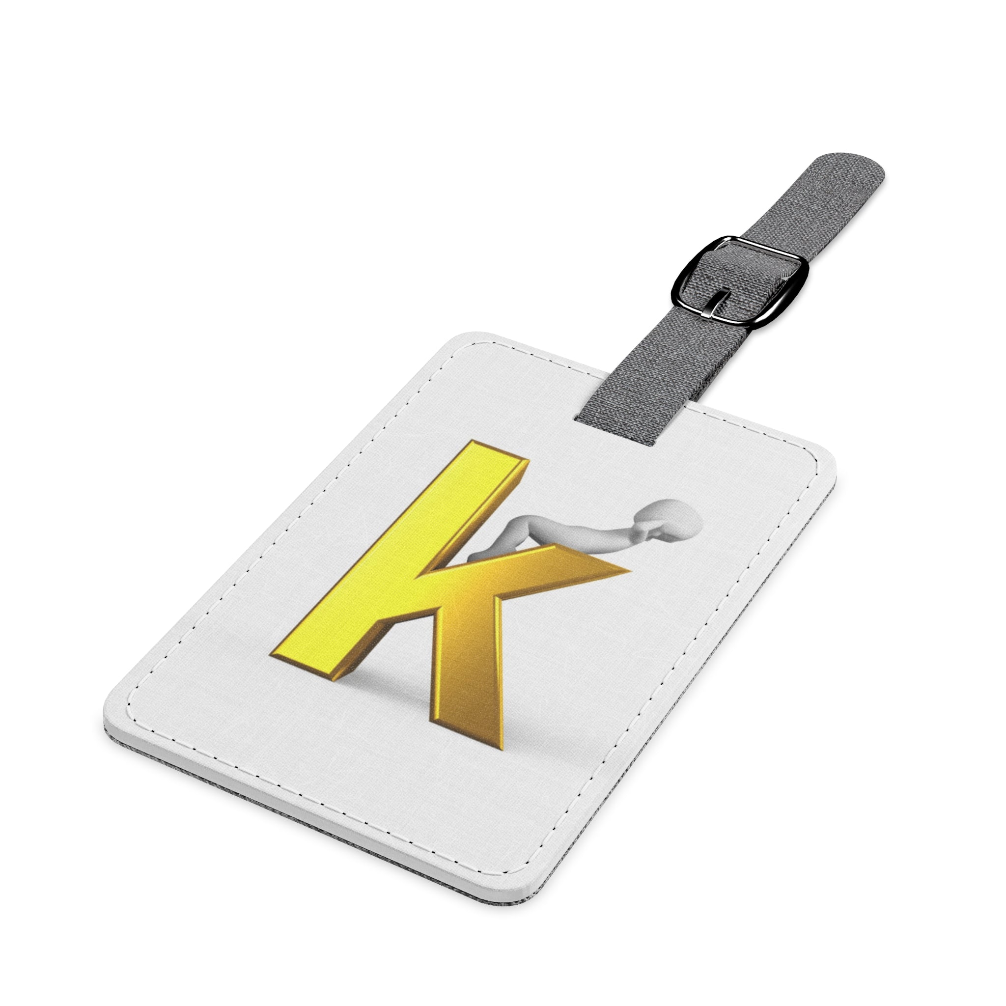 Yellow 3D Letter K luggage tag | Rectangle Saffiano polyester