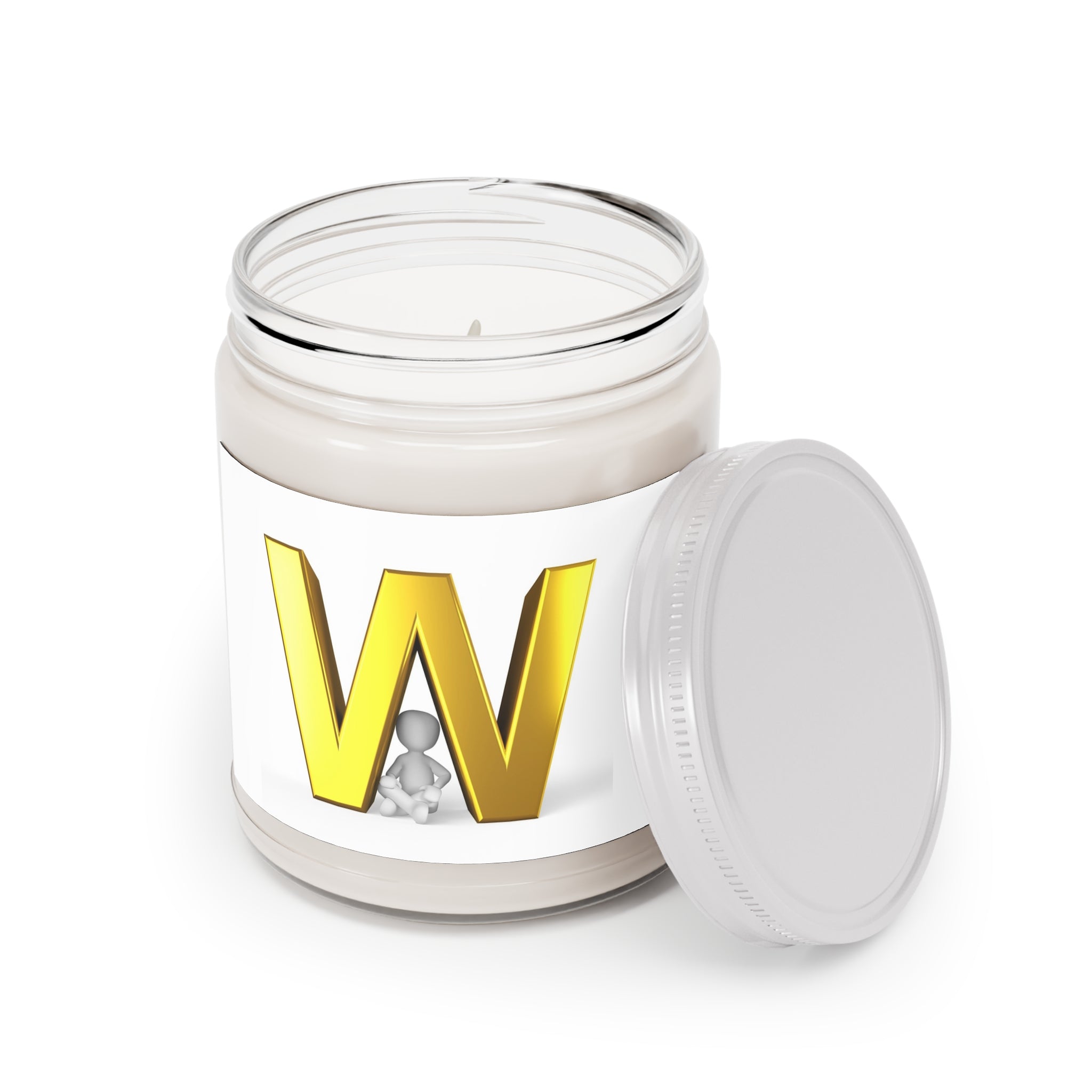 Gold Letter W Monogram Candle | 9oz Soy Candle with White Lid