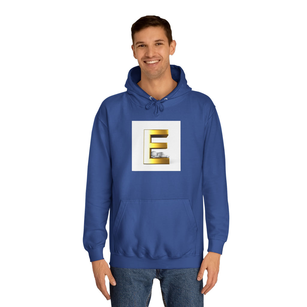 Gold 3D Letter E Hoodie | Monogram Initial Sweatshirt