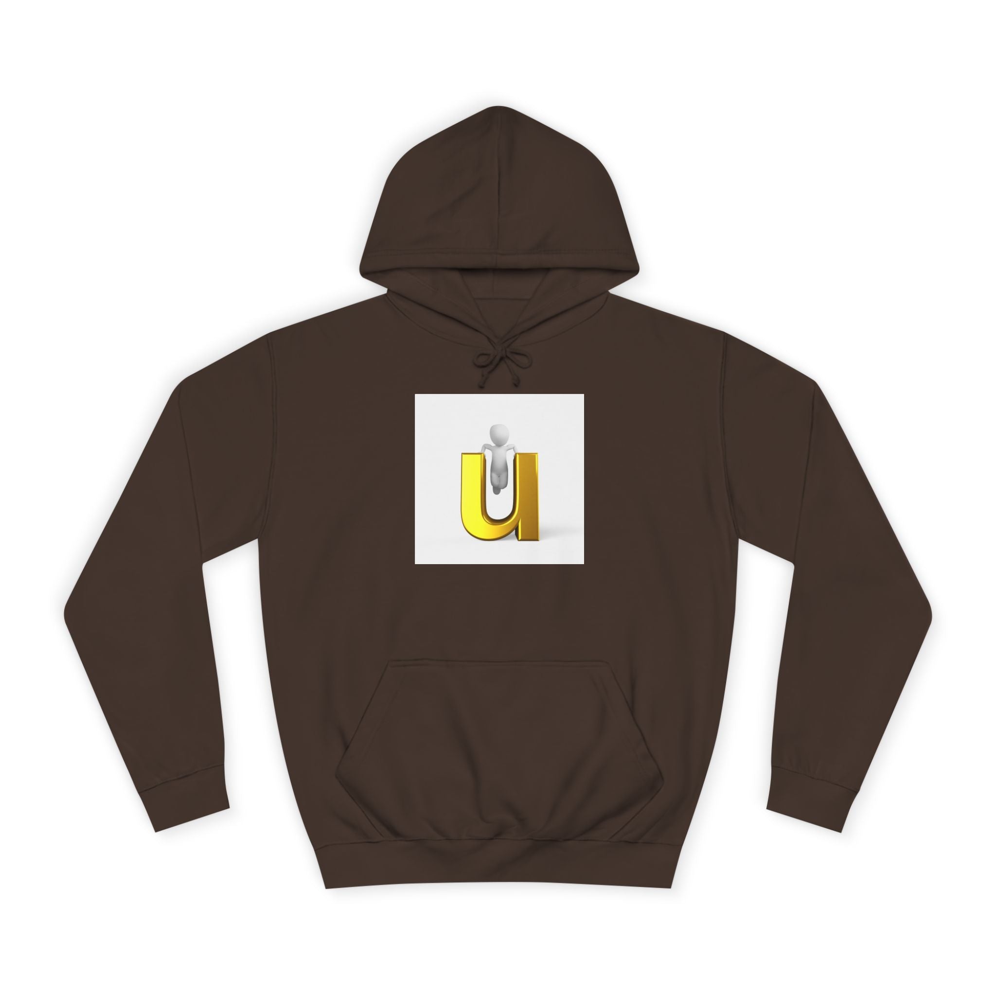 Sweat à capuche lettre U dorée en 3D | Sweat-shirt initial minimaliste