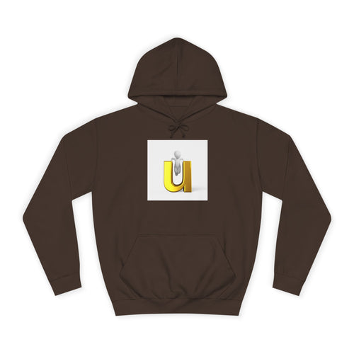 Sweat à capuche lettre U dorée en 3D | Sweat-shirt initial minimaliste