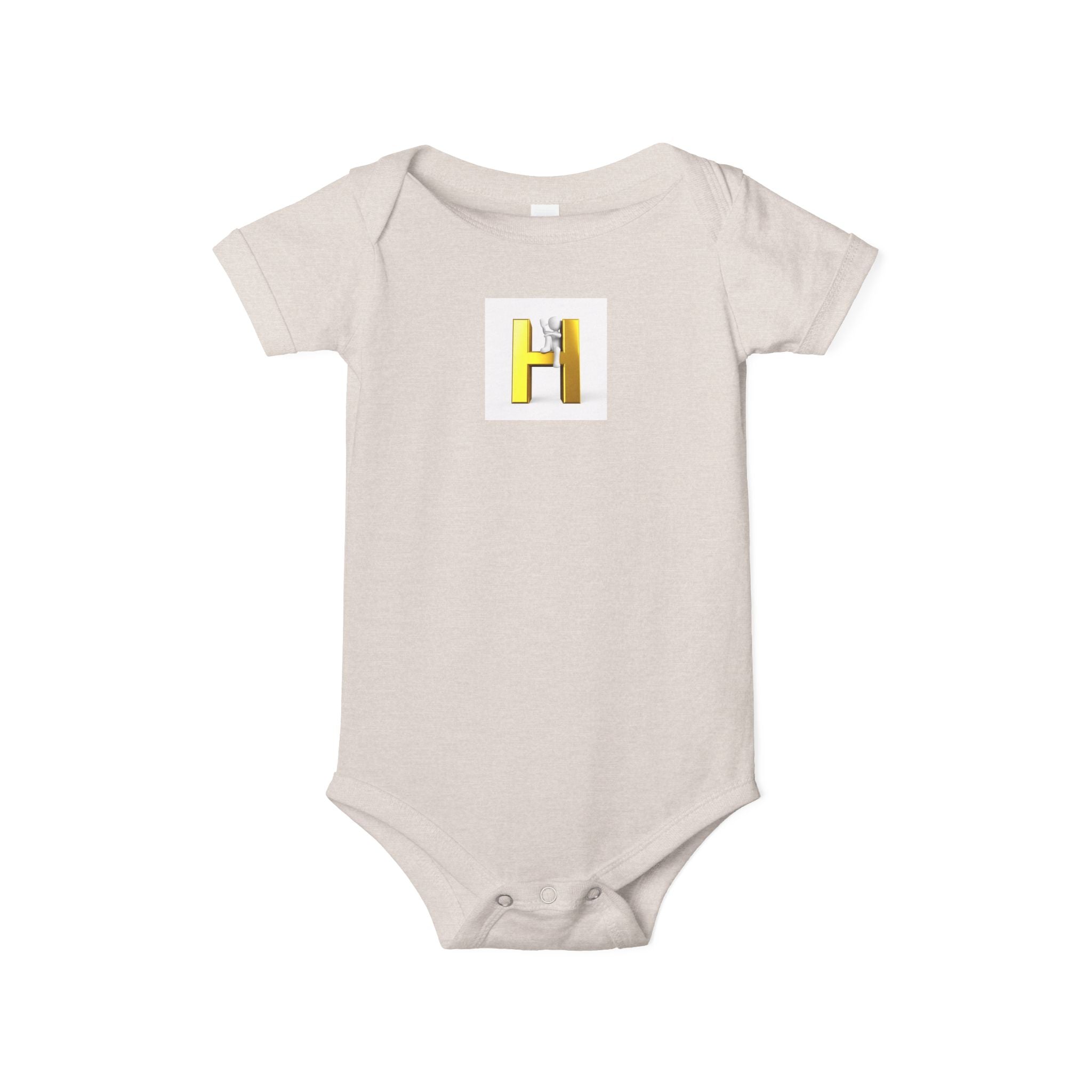 Body bébé pour nouveau-né motif lettre H jaune | Body bébé à monogramme