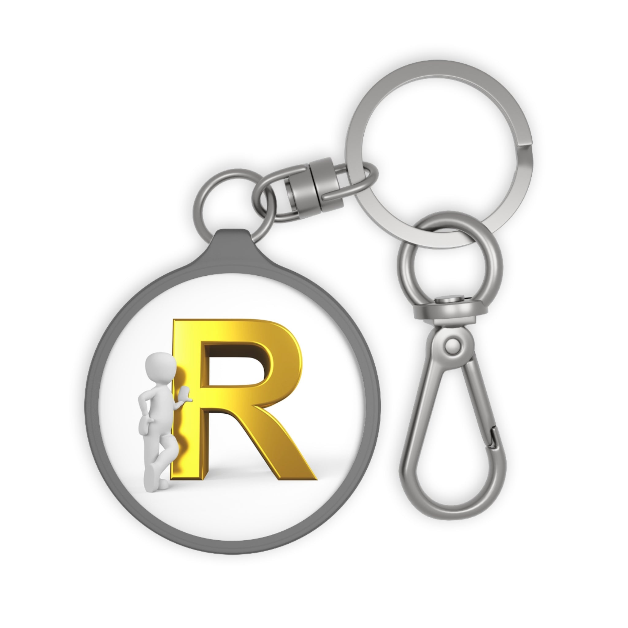 Gold Letter R Monogram Keyring Tag | Personalized Initial Keychain