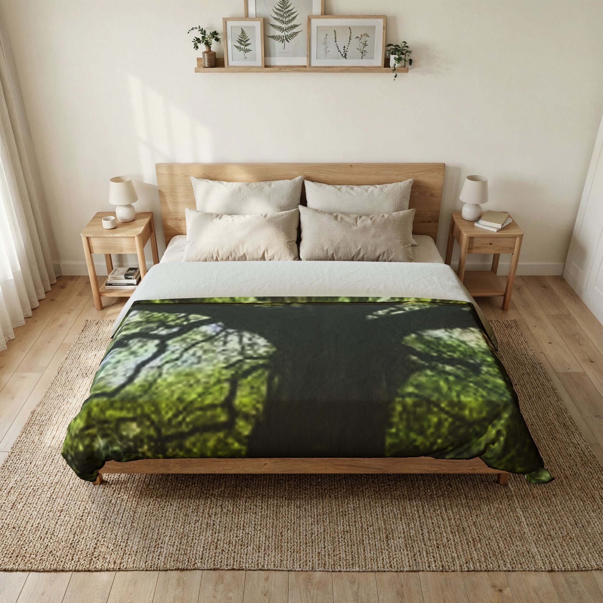 Sunlit Oak Tree Duvet Cover | Forest Canopy Nature Bedding