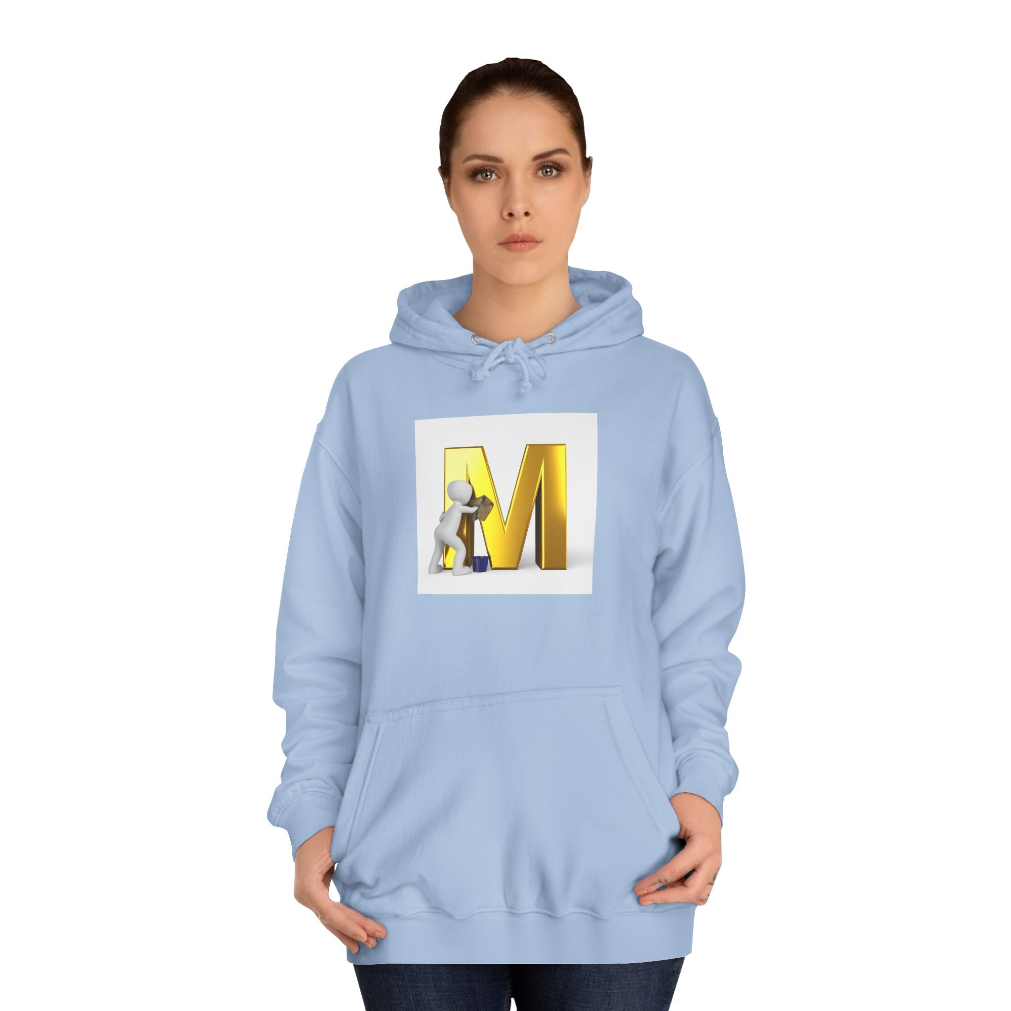 Gold Letter M with Figure Hoodie | Monogram Initial M Sweatshirt