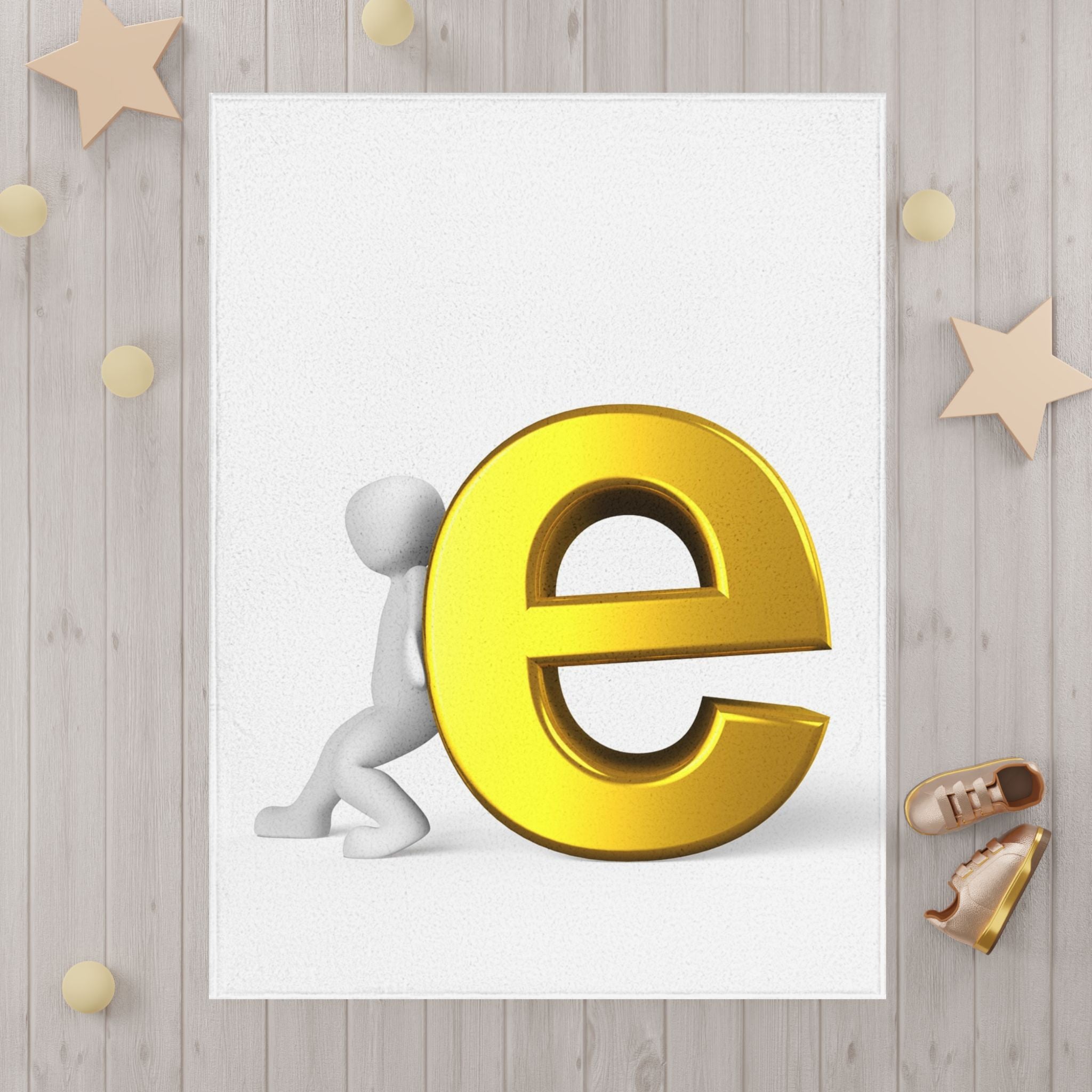 Gold Letter E Character Toddler Blanket | Personalized Initial Blanket