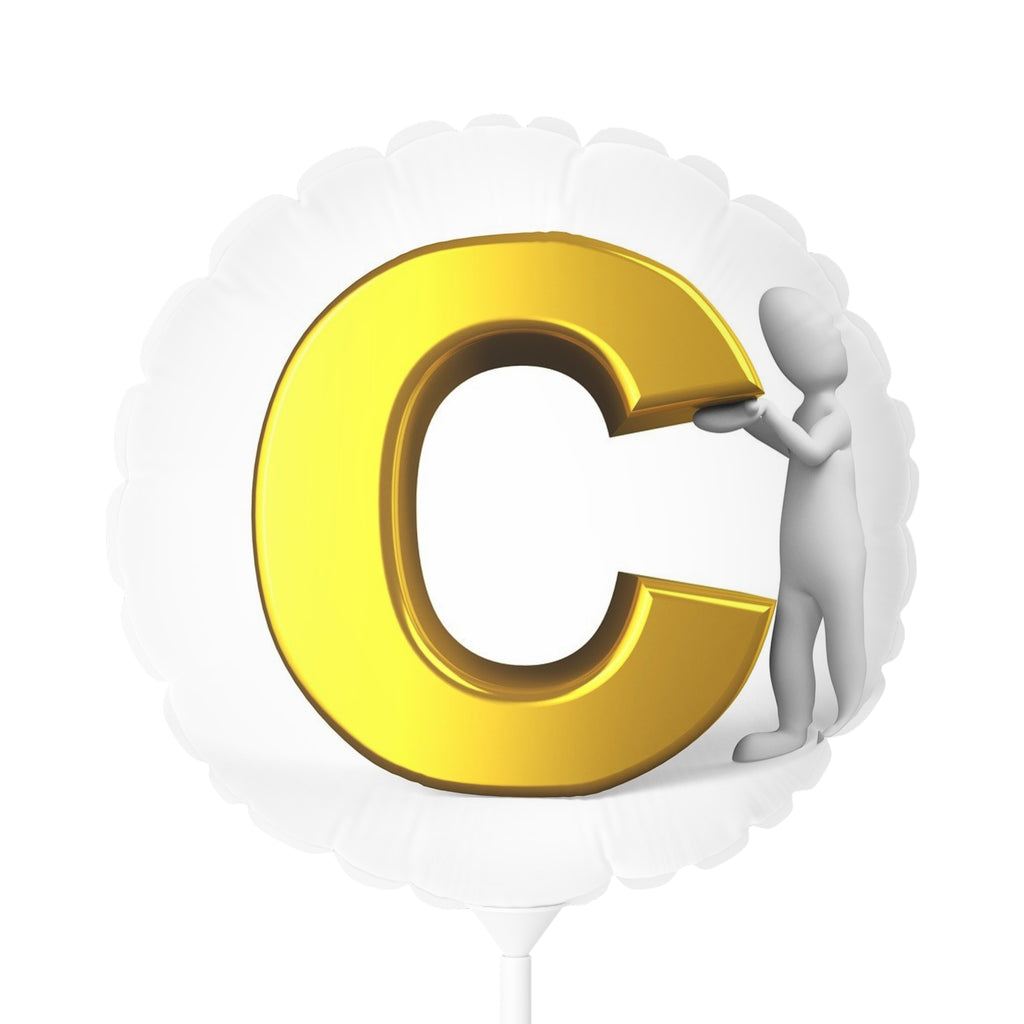 Gold Letter C Balloon 11" Round Foil Balloon | Initial C Balloon