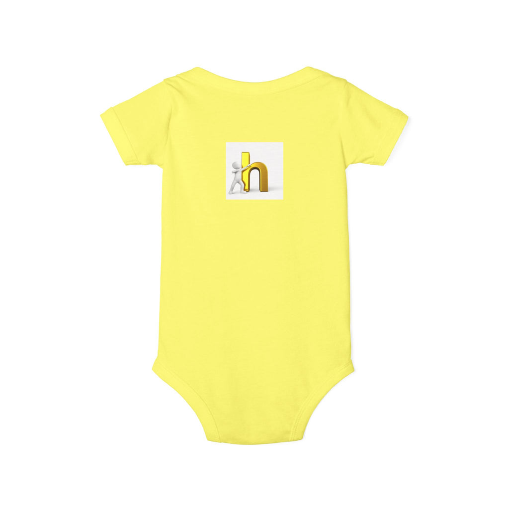 Yellow 3D Letter H Infant Jersey One Piece | Baby Bodysuit
