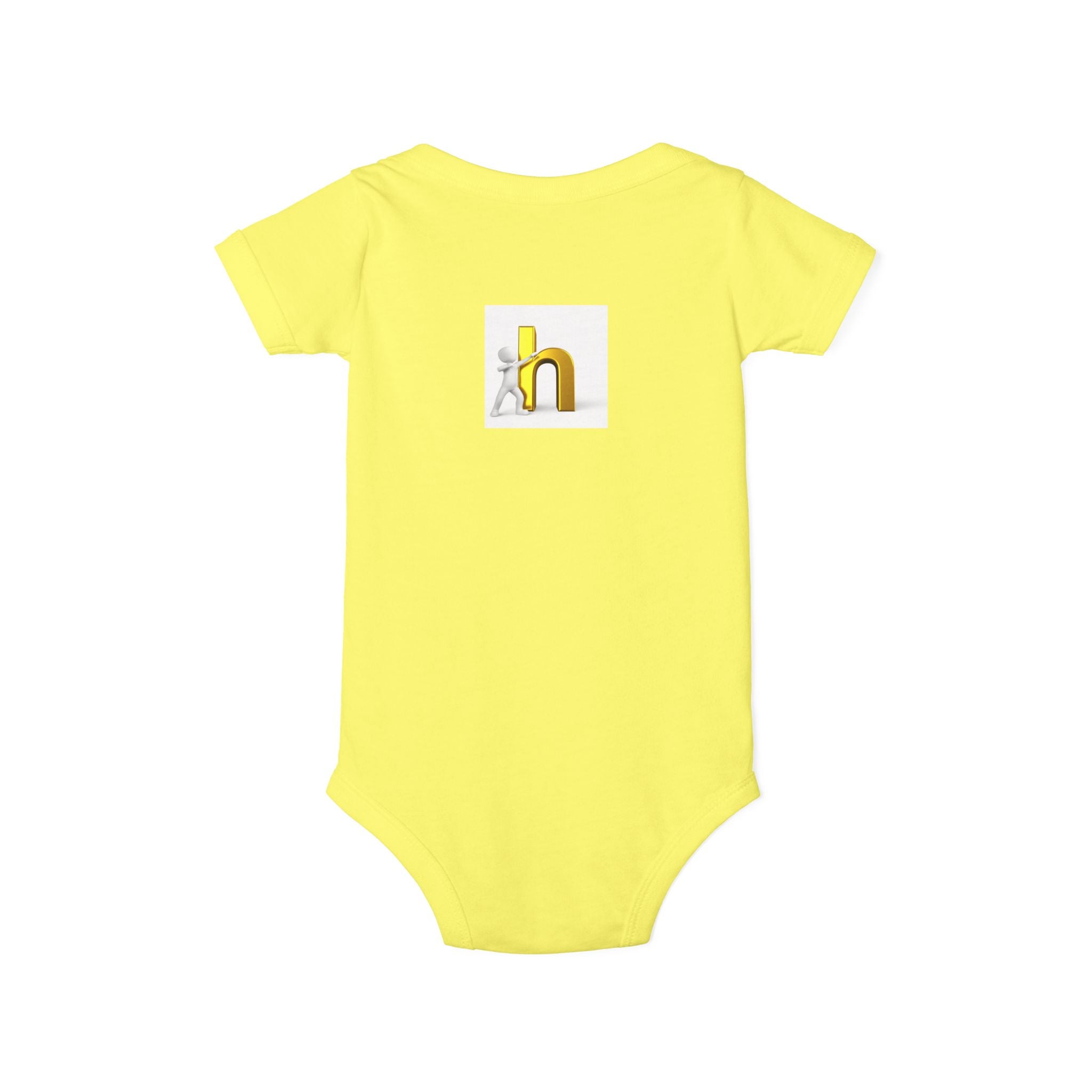 Yellow 3D Letter H Infant Jersey One Piece | Baby Bodysuit