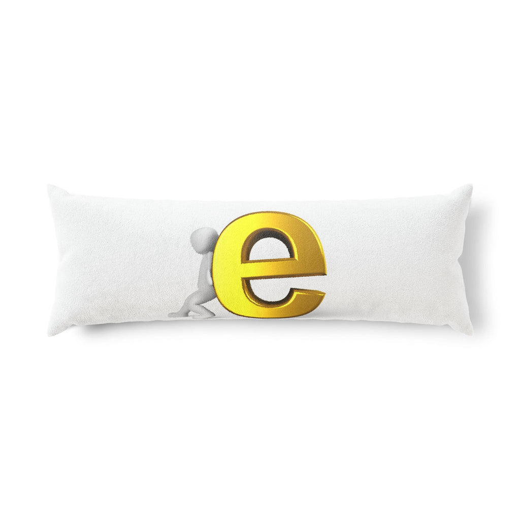 Gold Letter E Illustration Body Pillow | Monogram Initial Lumbar Pillow