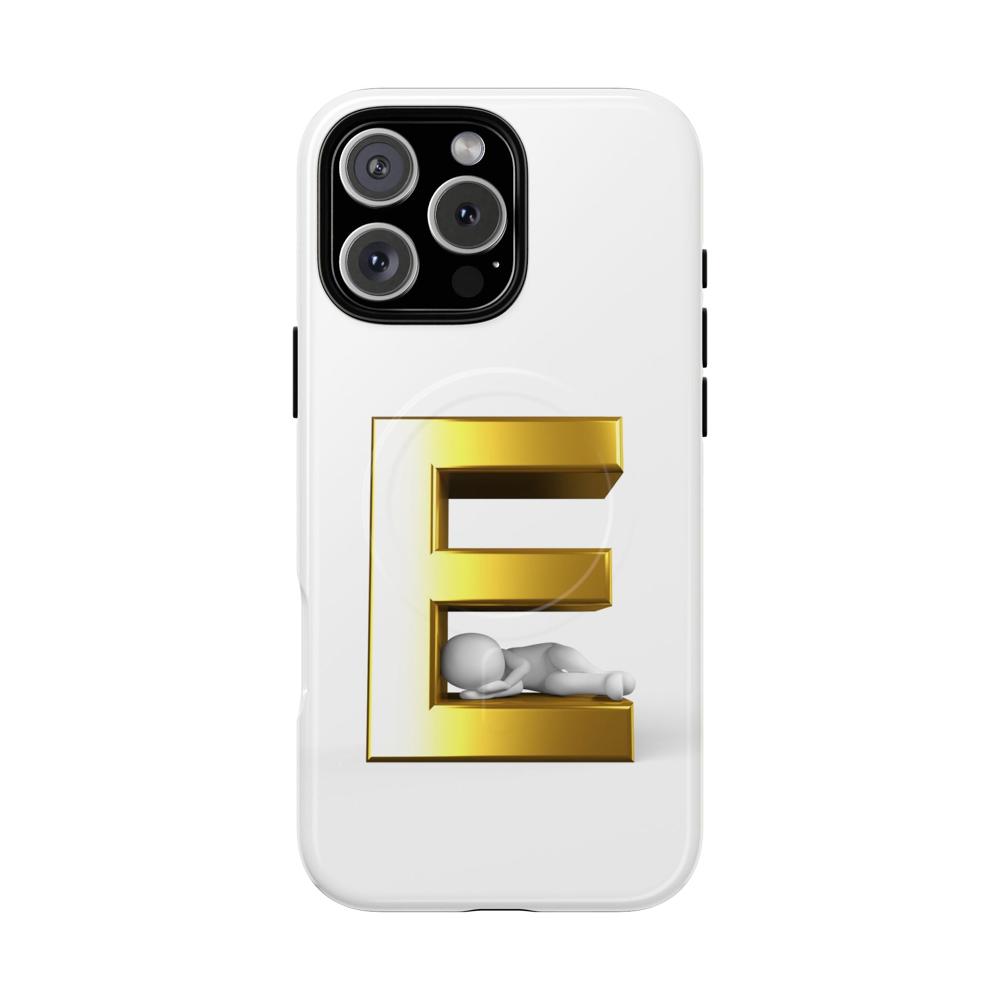 Coque de téléphone Monogramme Lettre E Dorée | Coque Magnétique Renforcée