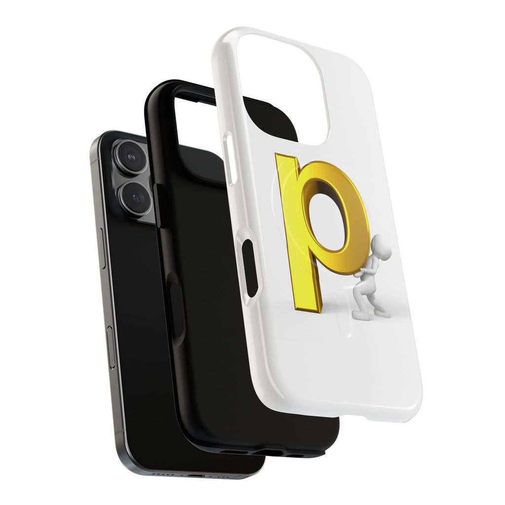 3D Gold Letter P Phone Case | Tough Magnetic Phone Case