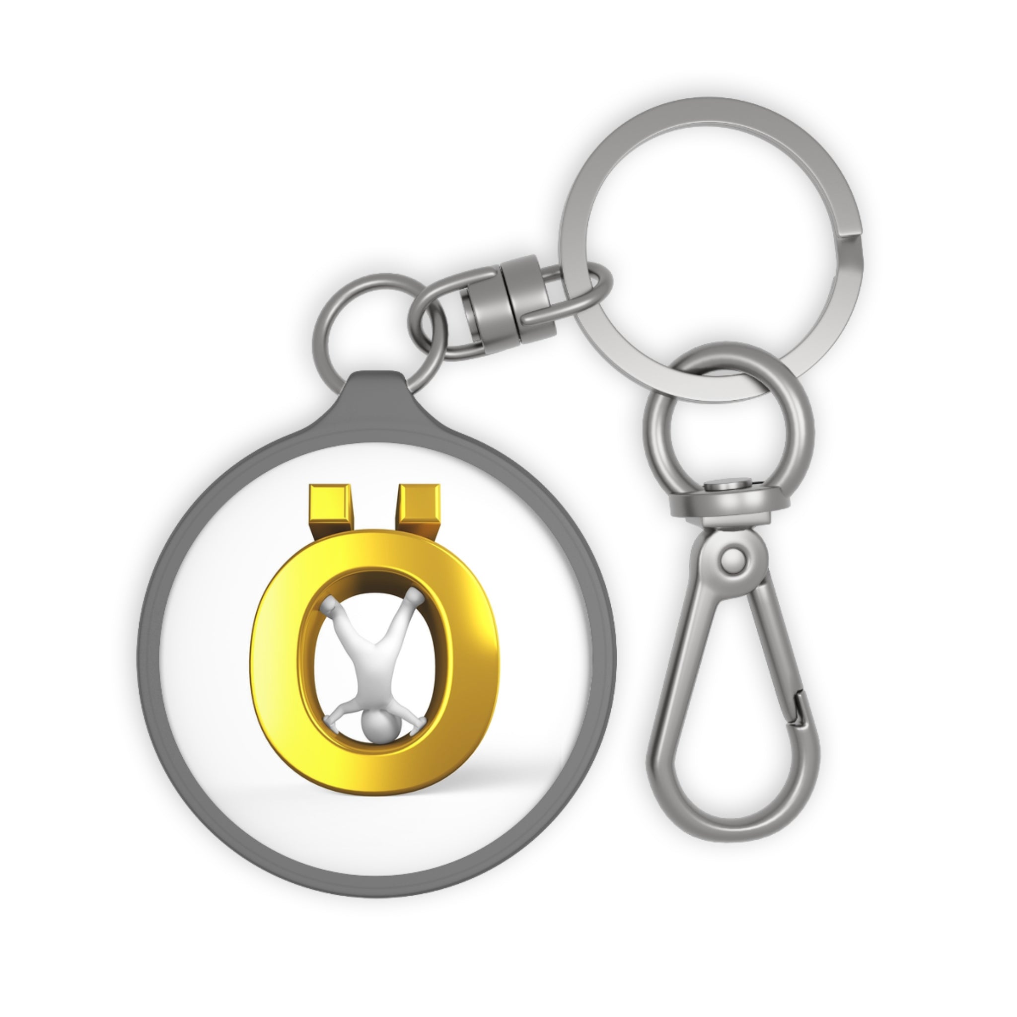 Gold Ö Letter Keyring Tag | Round Metal Keychain