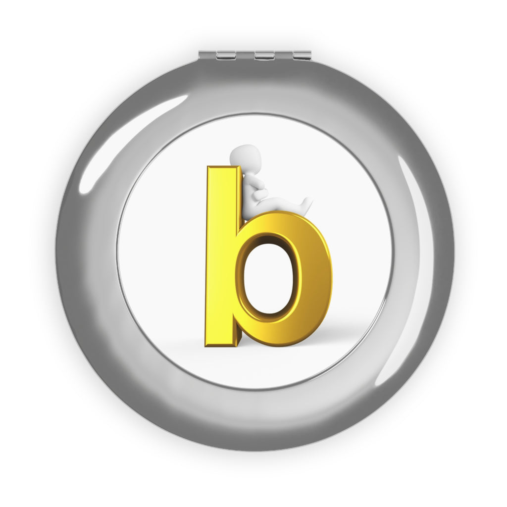 Gold Letter B Monogram Compact Travel Mirror | Round Pocket Mirror