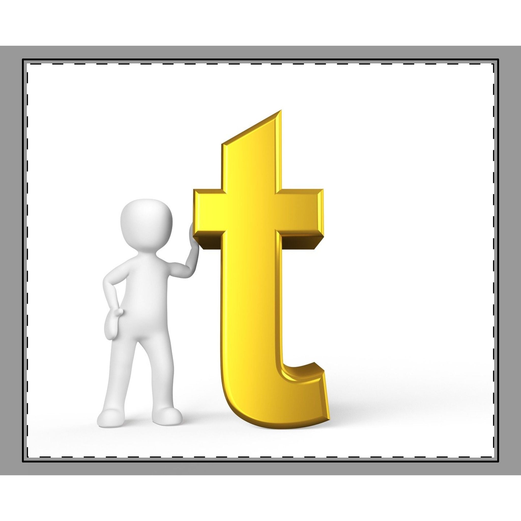 Gold Letter T with Stick Figure Woven-Style Coverlet