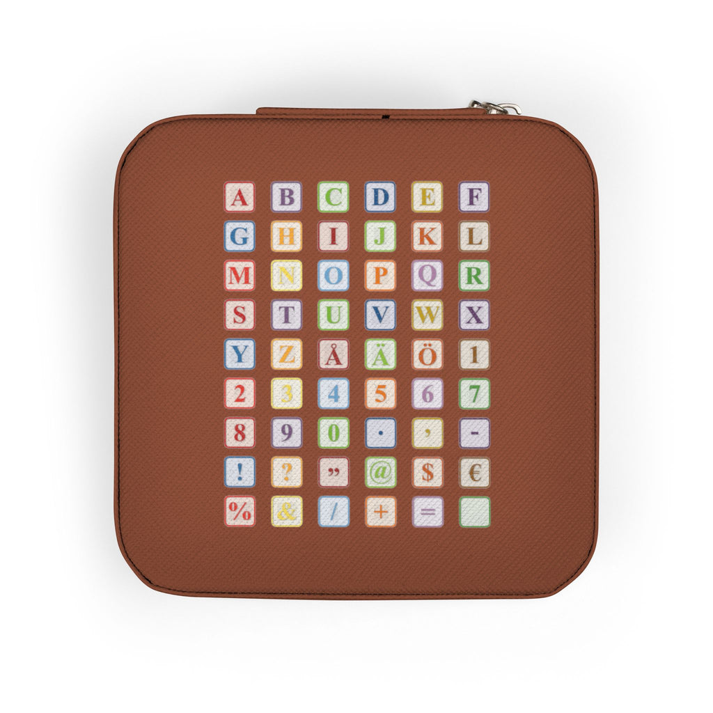 Pastel Alphabet Square Jewelry Travel Case | Compact Organizer