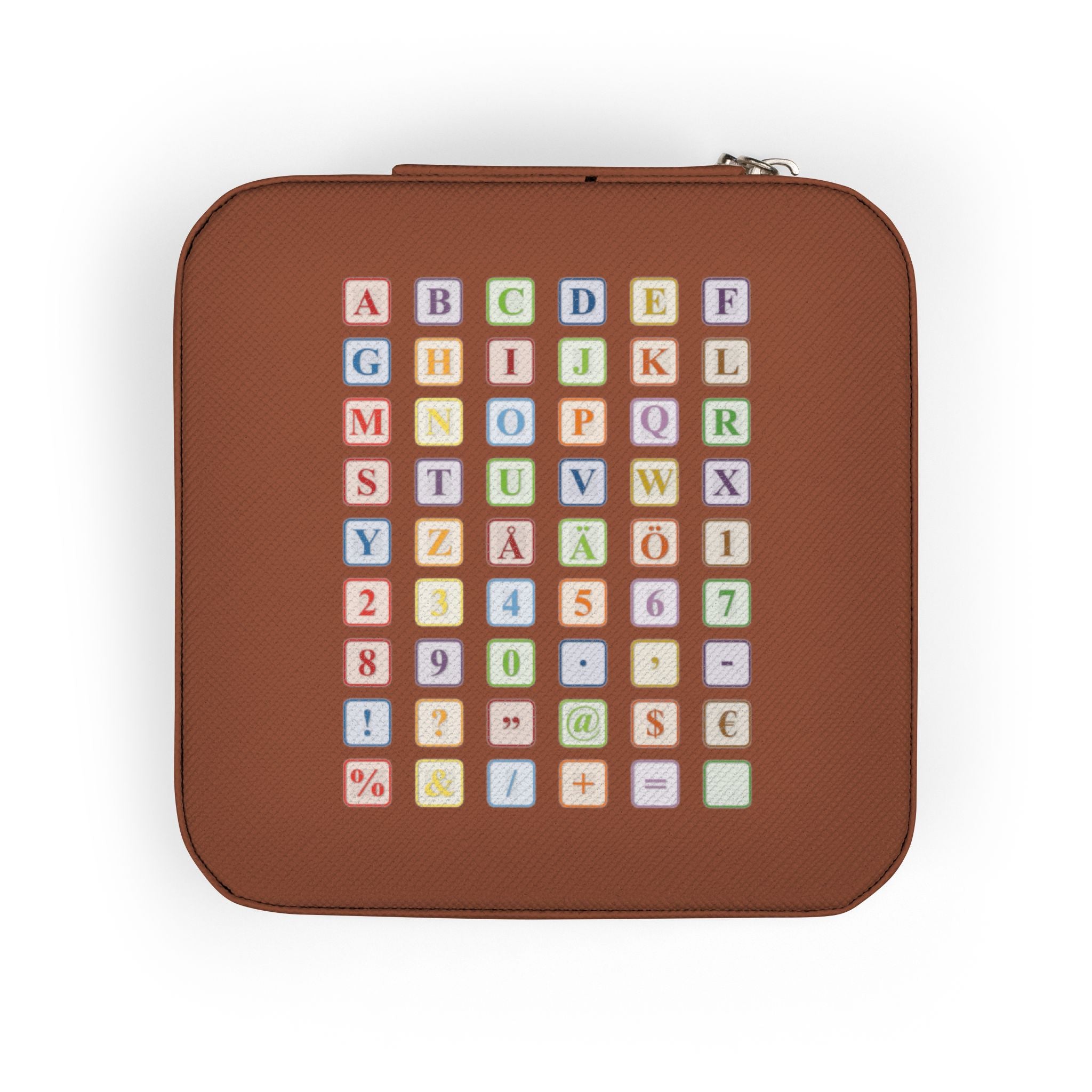 Pastel Alphabet Square Jewelry Travel Case | Compact Organizer