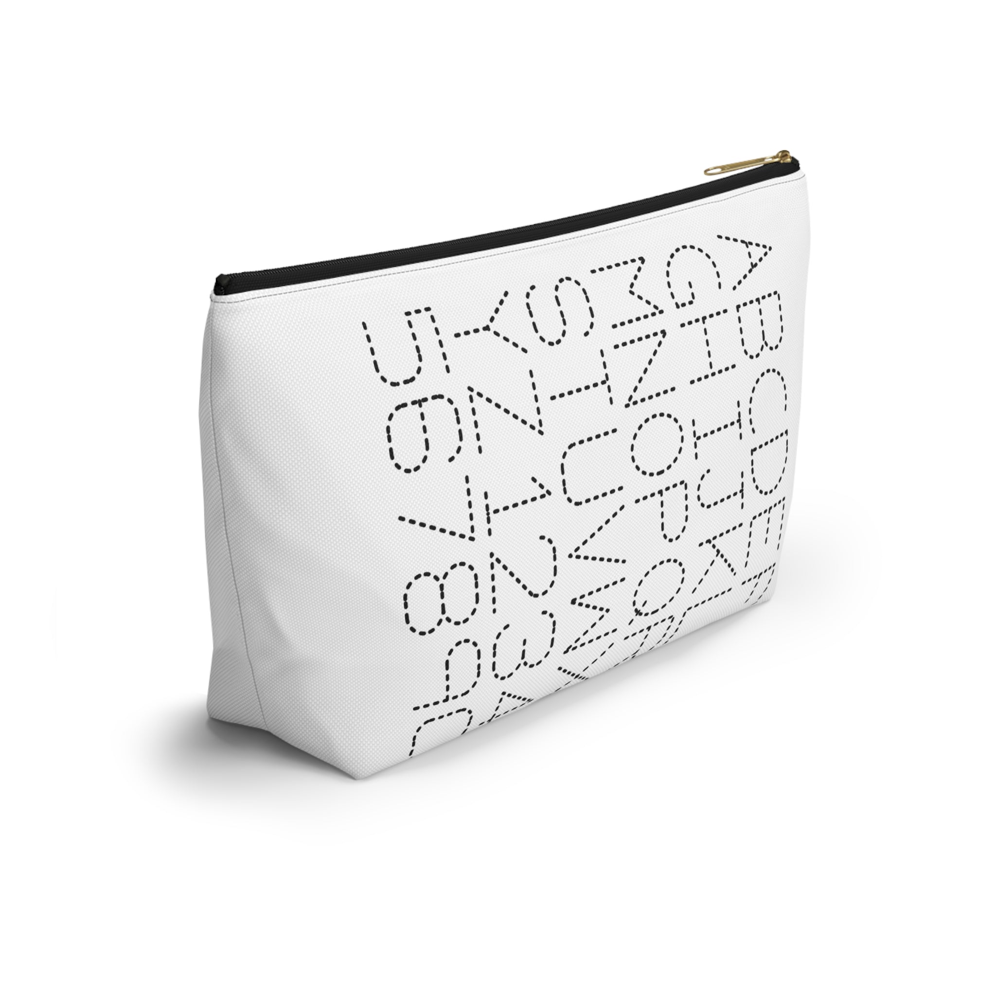 Dotted Alphabet & Numbers Accessory Pouch | T-Bottom Zip Bag
