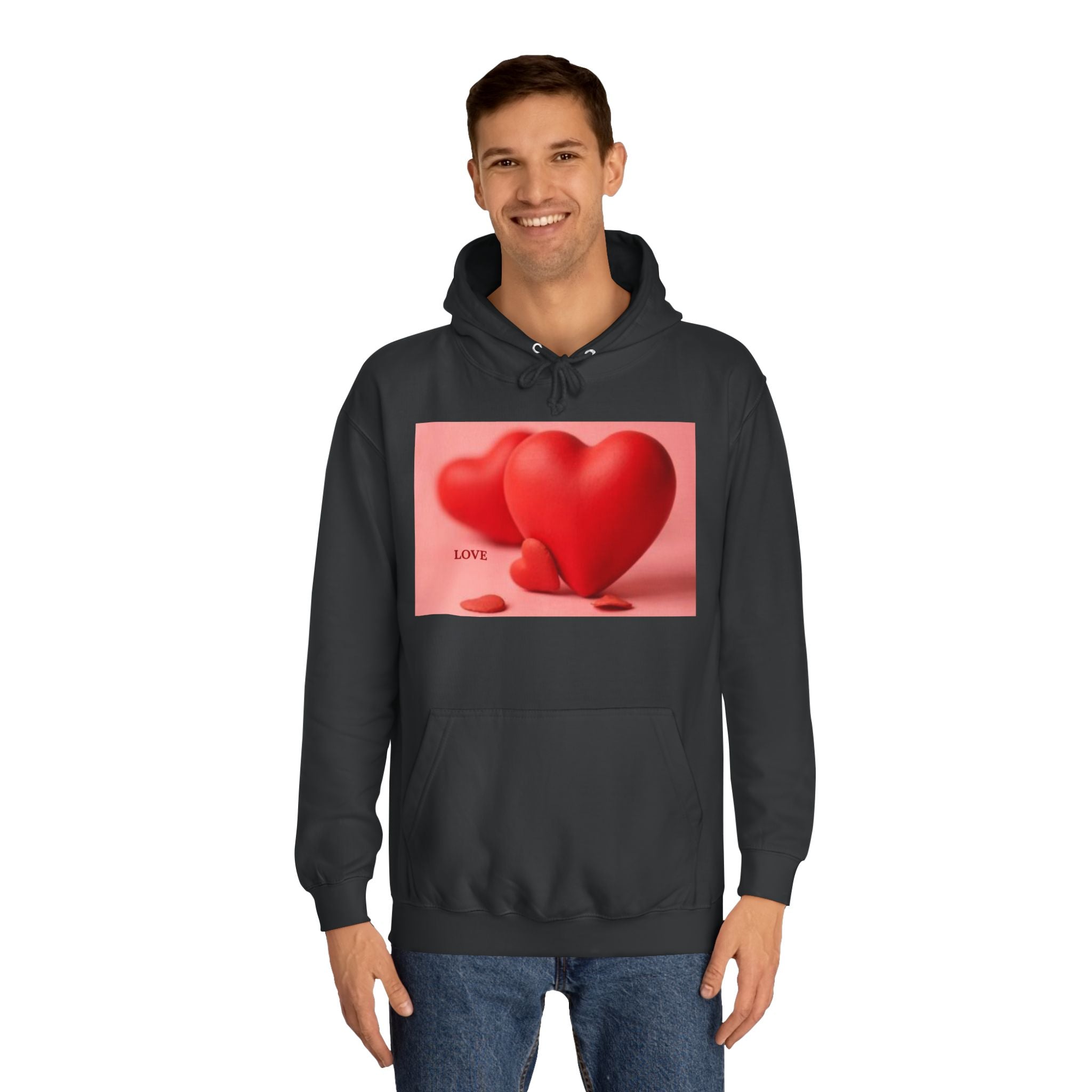 Cute 3D Heart Illustration Hoodie | Love Graphic Pullover