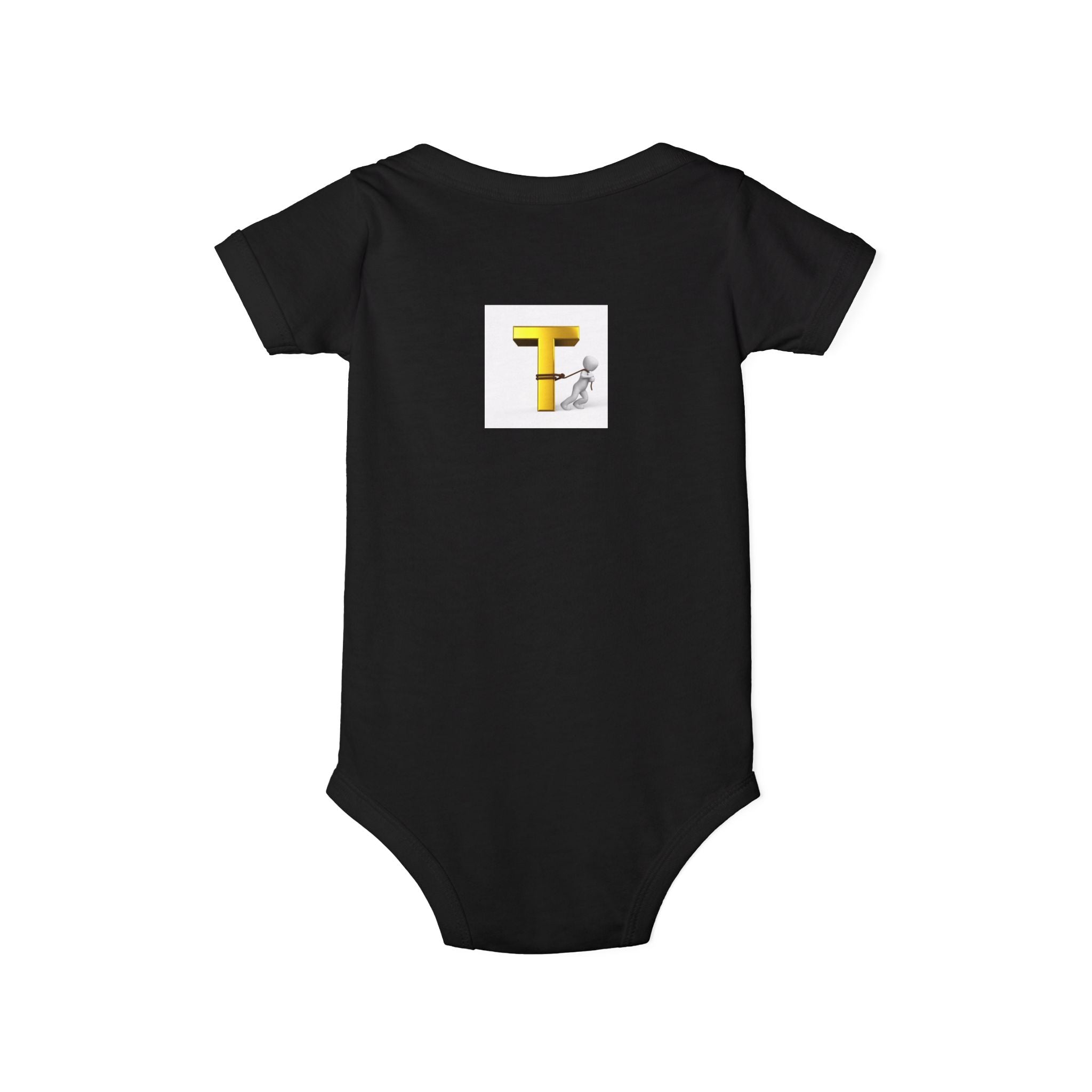 Yellow Letter T with Figure Infant Onesie | Baby Monogram Onesie