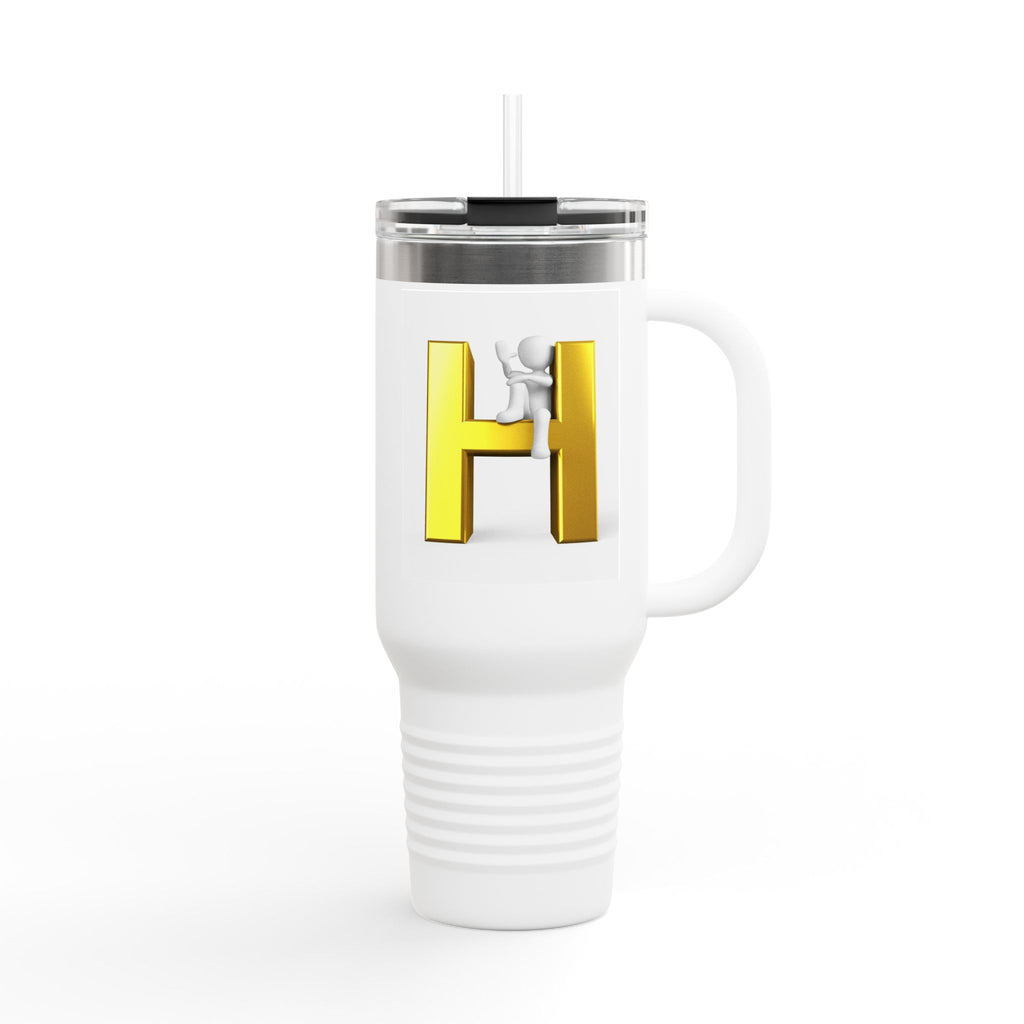 3D Yellow Letter H Monogram Travel Mug | 40oz Insulated Tumbler
