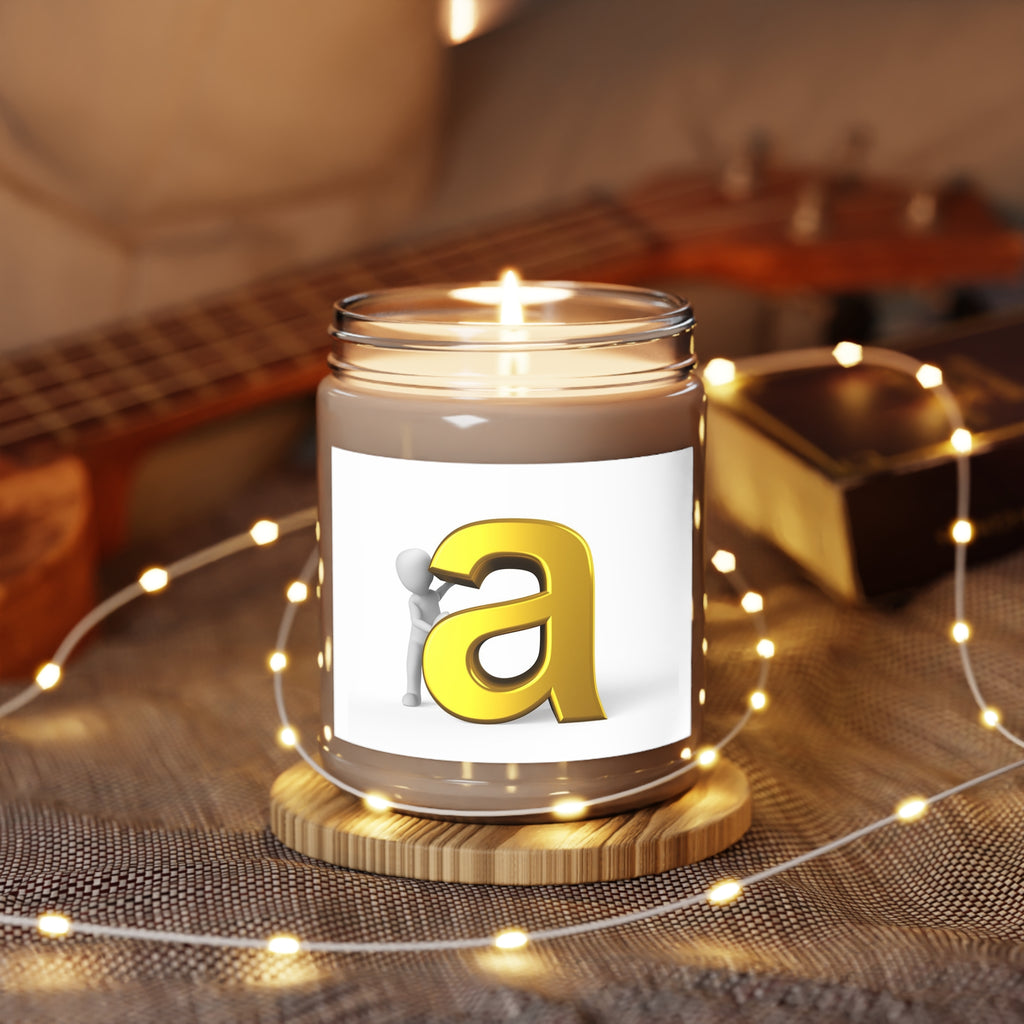 Gold Letter A Initial Candle 9oz Soy Candle with White Lid | Monogram Letter A Candle